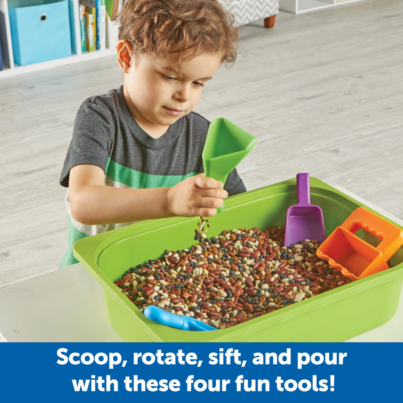 Learning Resources Helping Hands Sensory Scoops - Fidget Sand Toys, Water Bin Play, Tool Set, Fine Motor Games, Toddler Daycare Essentials, Preschool Sensory Bin Toys, Outdoor Toys for Toddlers 3-5