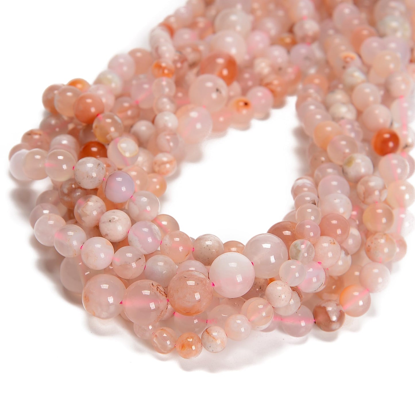 65Pcs 6mm Coffee Vein Agate Natural Round Loose Real Stone Beads Gemstone Genuine for DIY Hand Made Craft Jewelry Bracelet Earring Necklace String Making Energy Healing Power
