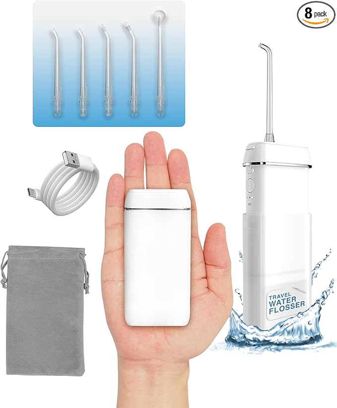 Ortho Water Flosser – Cordless, Collapsible Water Flossers for Teeth and Braces, IPX8 Waterproof, Rechargeable Teeth Cleaning Tools, 3 Modes 360° Nozzle, Travel Essentials Flossers for Adults & Kids