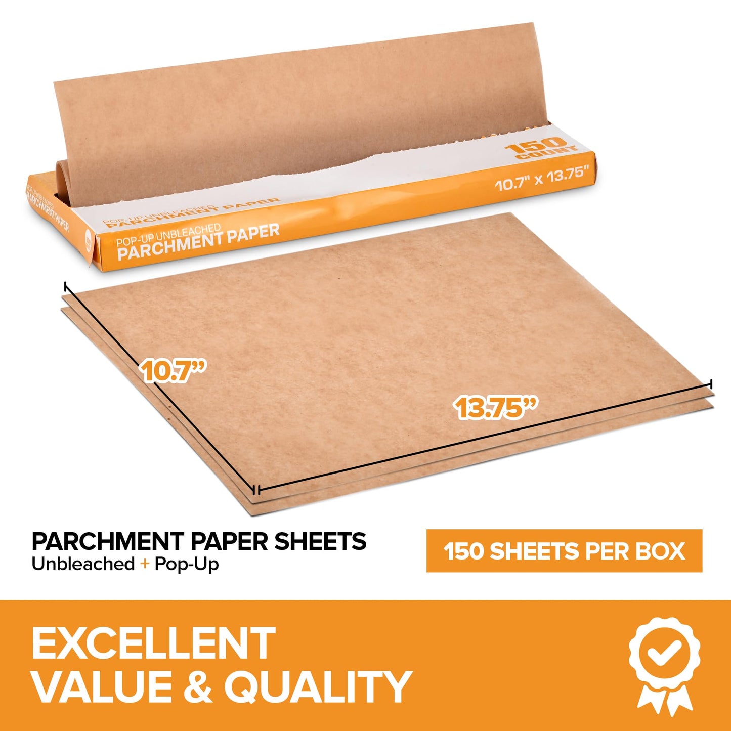 Stock Your Home 150 Ct Unbleached Parchment Paper Sheets, Pop Up Parchment Paper Sheets for Baking, Air fryer Sheets & Oven Liners FOr cookies, Bread, meat, Pizza (10.7”x13.75”)