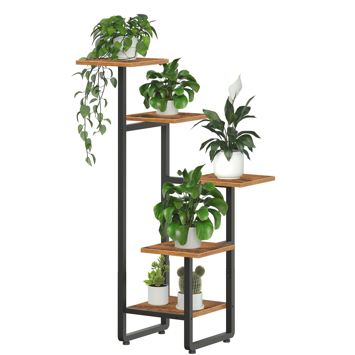 HOOBRO 29.5" Narrow Console Table Bundle, 5 Tiered Plant Shelf Flower Stand for Multiple Indoor Plants, for Hallway, Entrance, Living Room, Bedroom BF73XG01-BF06HJ01