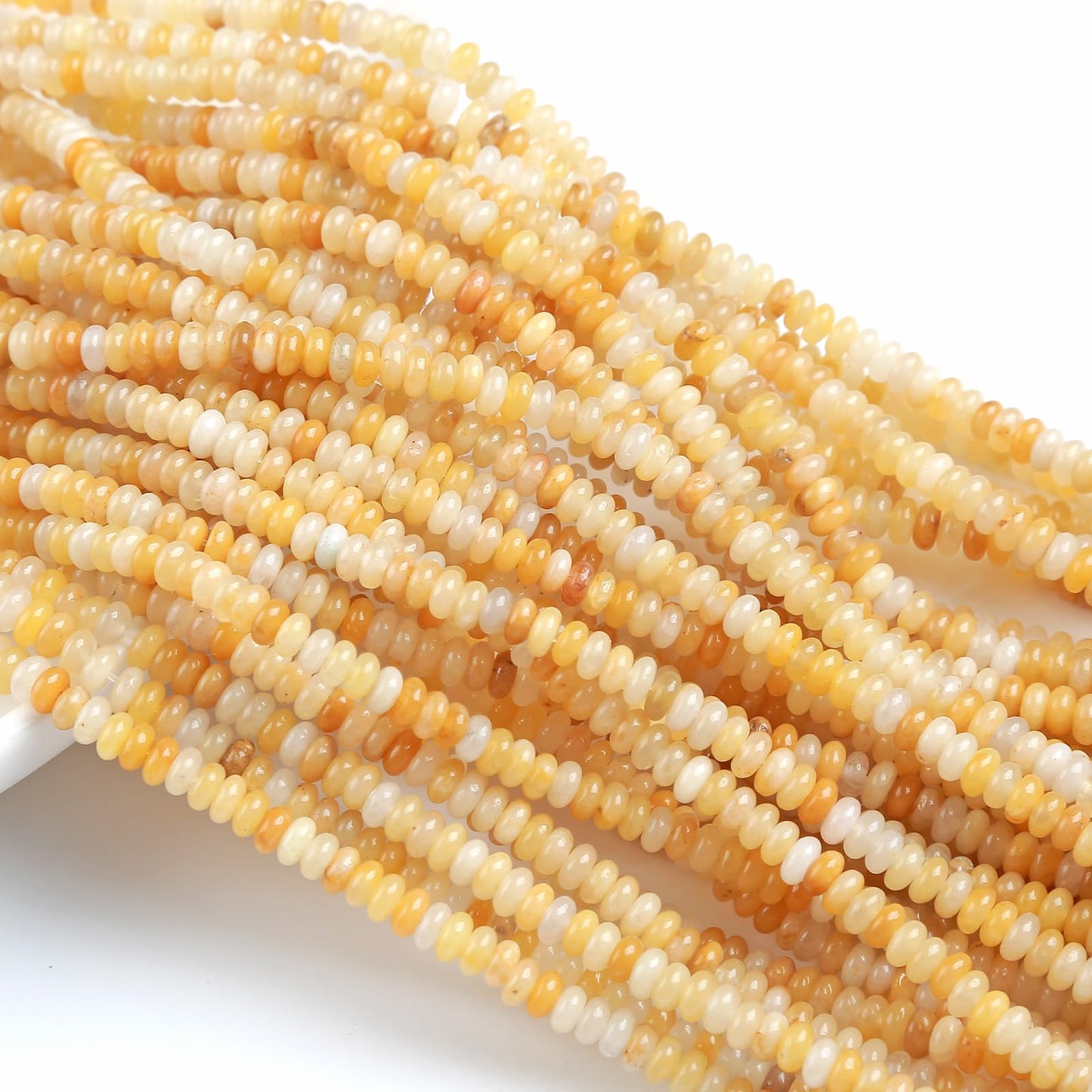 150PCS 2x4mm Natural Yellow Aventurine Jade Stone Rondelle Beads Abacus Disk Stone Beads Round Loose Spacer Gemstone Beads for DIY Bracelet Necklace Jewelry Making