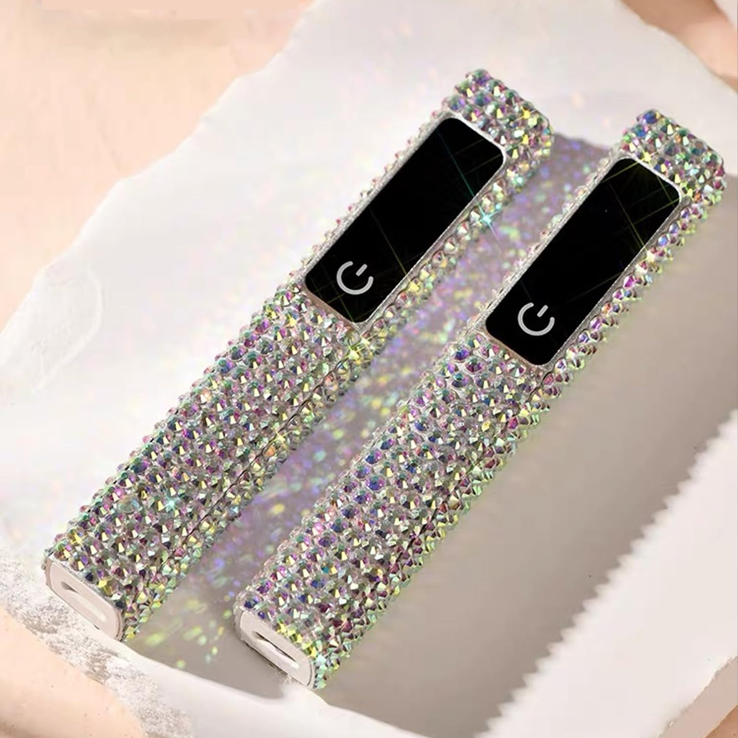 HEVOY Crystal Rhinestone UV Nail Lamp, Artificial Bling Handheld UV Light for Nails, Portable Mini Nail Light with 2 Timer and LED Display, Rechargeable USB Nail Dryer for Fast Curing Gel Polish
