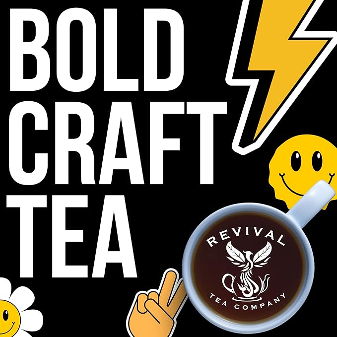 Revival Tea Company Blue Tea - Butterfly Pea Flower and Black Tea Blended with Other Herbal Tea Flavors - Loose Leaf 6 Ounces`