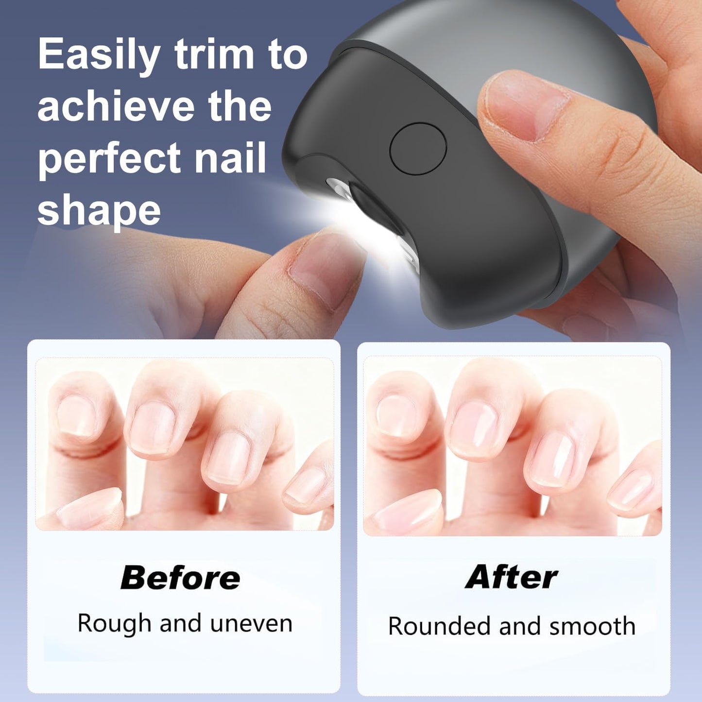 4 in 1 Electric Automatic Nail Clipper, 2026 Upgraded Electric Nail Clipper Automatic Nail Trimmer with Light & Nail Scraps Storage 2 Speeds Electric Fingernail Clippers for Seniors Adults (White)