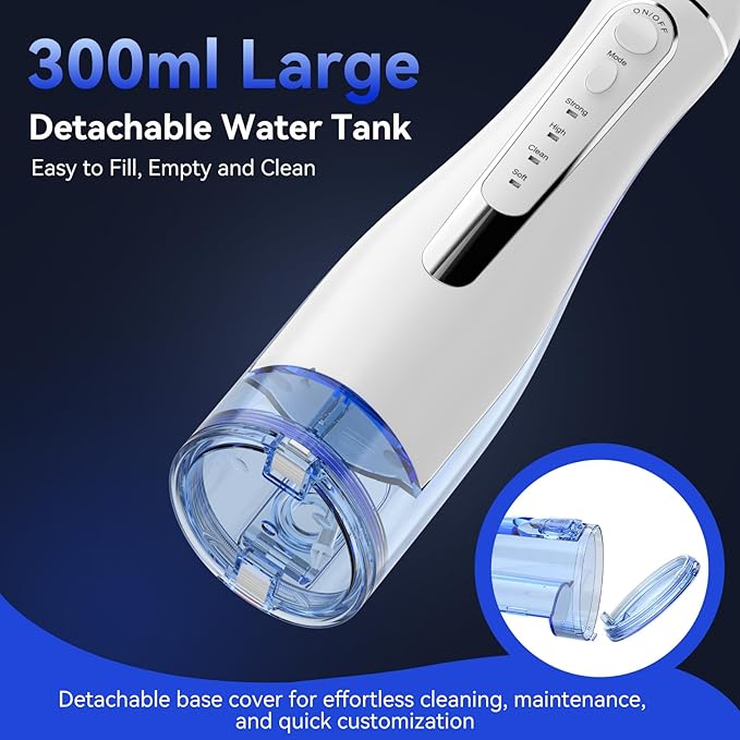 Water flossers for Teeth Pick, Portable Oral Irrigator Dental with 4 Modes 5 Jet Tips, IPX7 Rechargeable Water Tooth Flosser for Braces Sensitive Gum Care，Home Travel Use