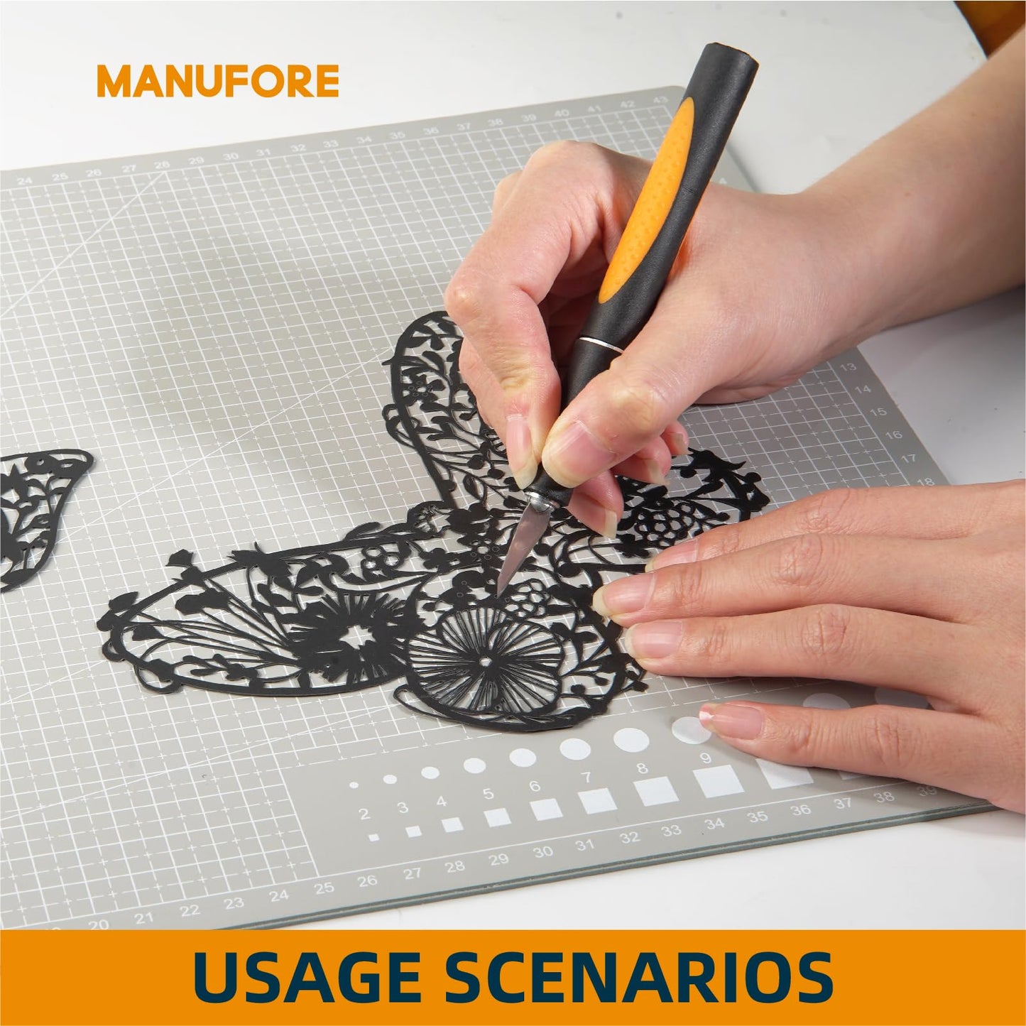 MANUFORE Gray Cutting Mat A3, A4, A5 Set with Centimeter and Inch Scale Self Healing Craft Cutting Board with 3mm 5-ply Thickness for Using Rotary Cutter, Craft Knife, Paper Knife