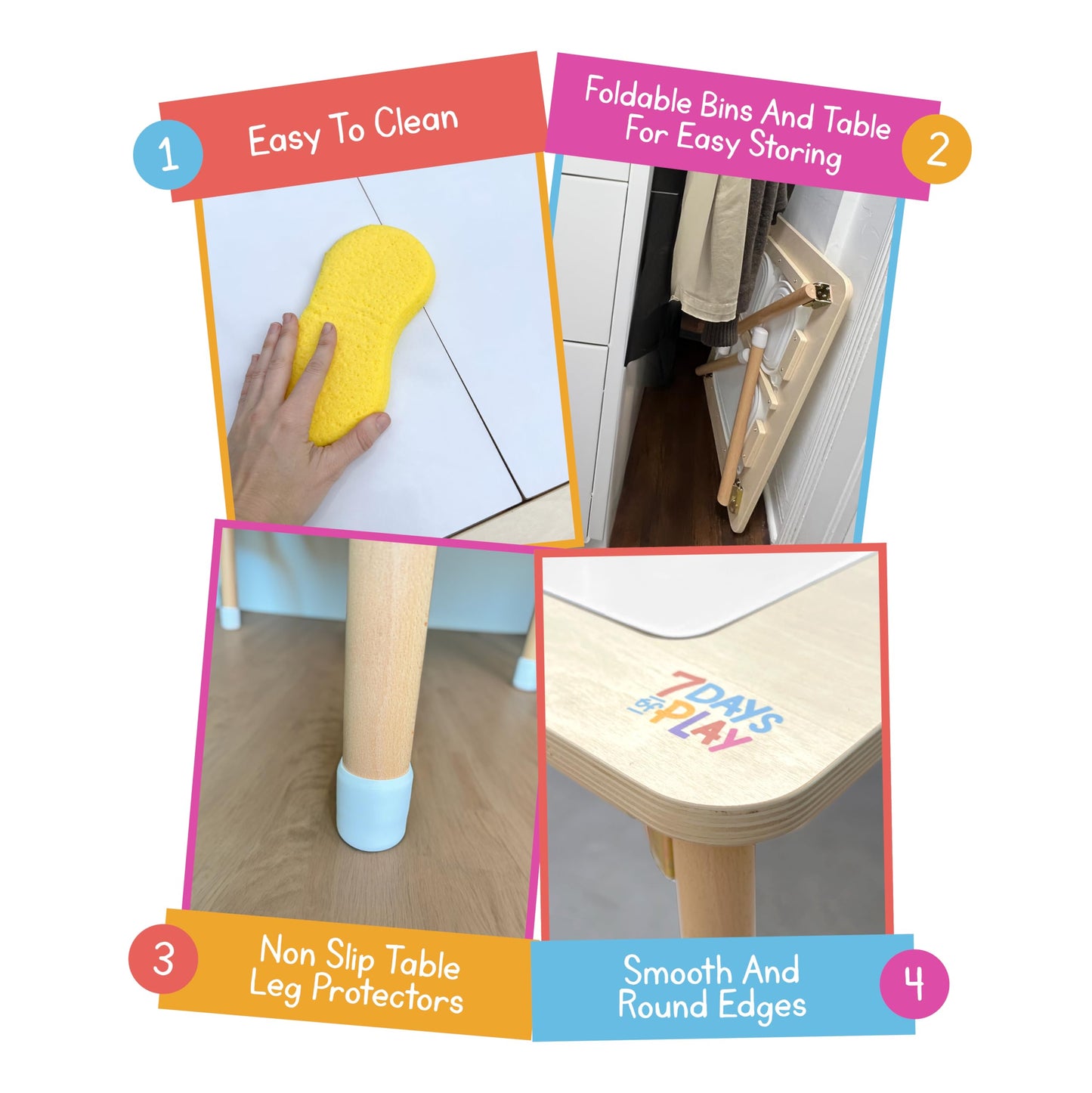 7 Days of Play Sensory Play Activity Table with Foldable Legs, Storage Bins, and Lid – Sensory Table for Toddlers & Kids | Great Gift for Birthdays, Christmas & Special Occasions