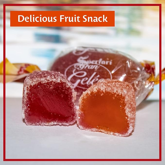Sperlari Candies Gran Duetto Orange, Peach & Raspberry Italian Fruit Nectar Jelly Candy - Gluten Free, No Artificial Coloring, Individually Wrapped - Fruit Gummies Made In Italy 6.17 Oz Bag