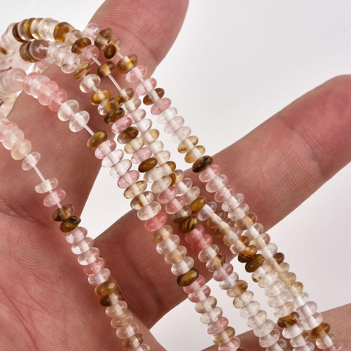 170pcs 4x2mm Watermelon Disk Rondelle Spacer Stone Semi Precious Gemstone Loose Beads for Jewelry Making 15 Inch