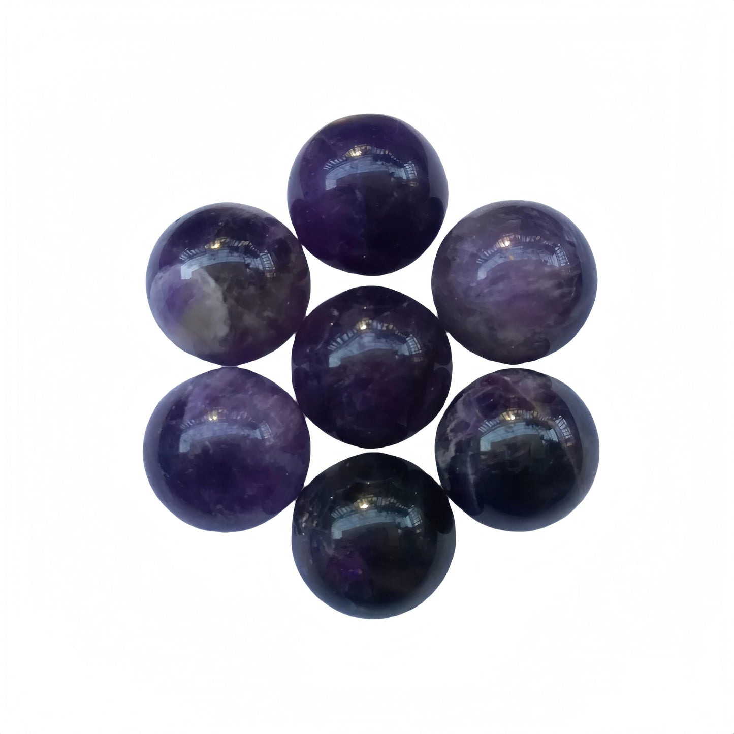 Sunshcat Natural Amethyst 0.78 Inchs Crystals and Healing Stone Ball Set,Home Desktop Feng Shui Array Decoration(7 Pieces) ﻿