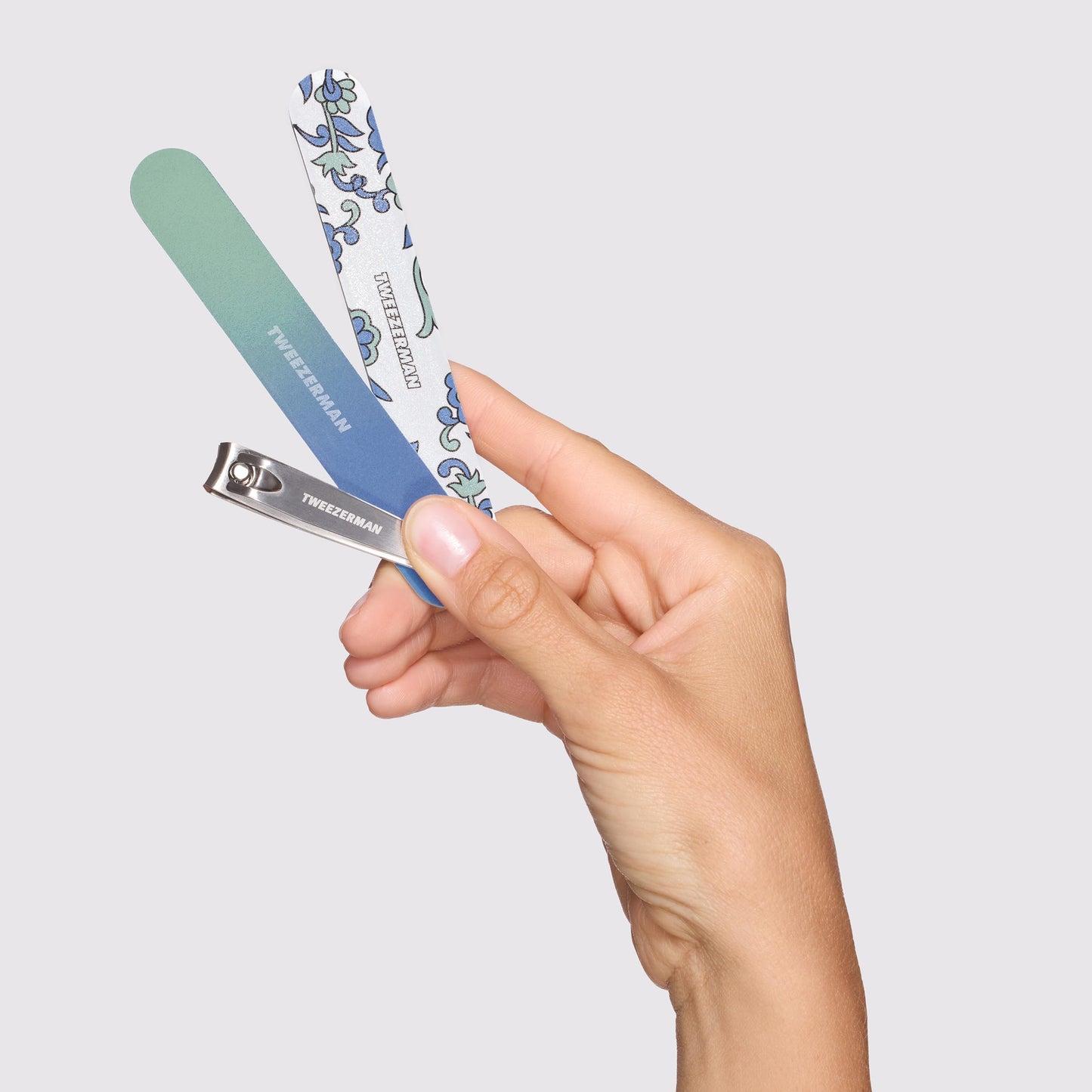 Tweezerman Blue and Green Paisley Manicure Kit