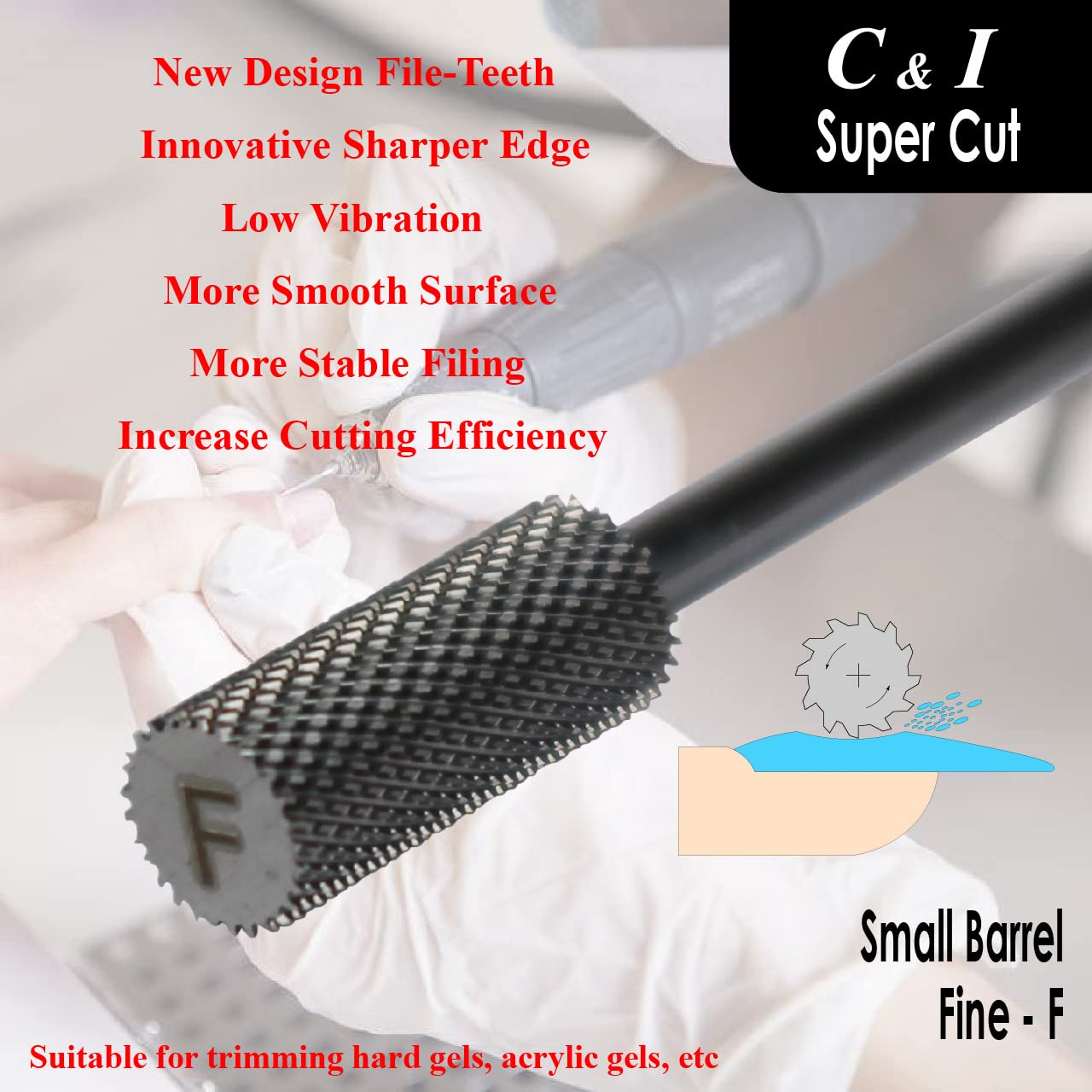Super Cut Upgrade Edition, Small Barrel Nail Drill Bit for Electric Manicure Drill Machine, Remove the Nail Gels, Acrylic Gels, or Dip Powder (Fine -F)