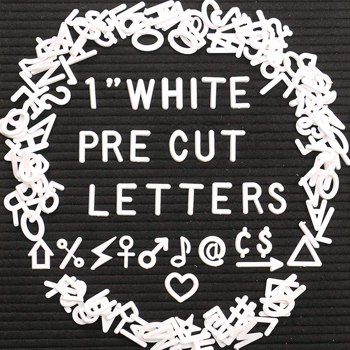 Letters for Letter Board Letters Only, 1 inch White Message Board Letters Felt Letter Board Sign Accessories (378 pcs), 1” Pre Cut Plastic Letterboard Letters Numbers Changeable Menu Board Replacement