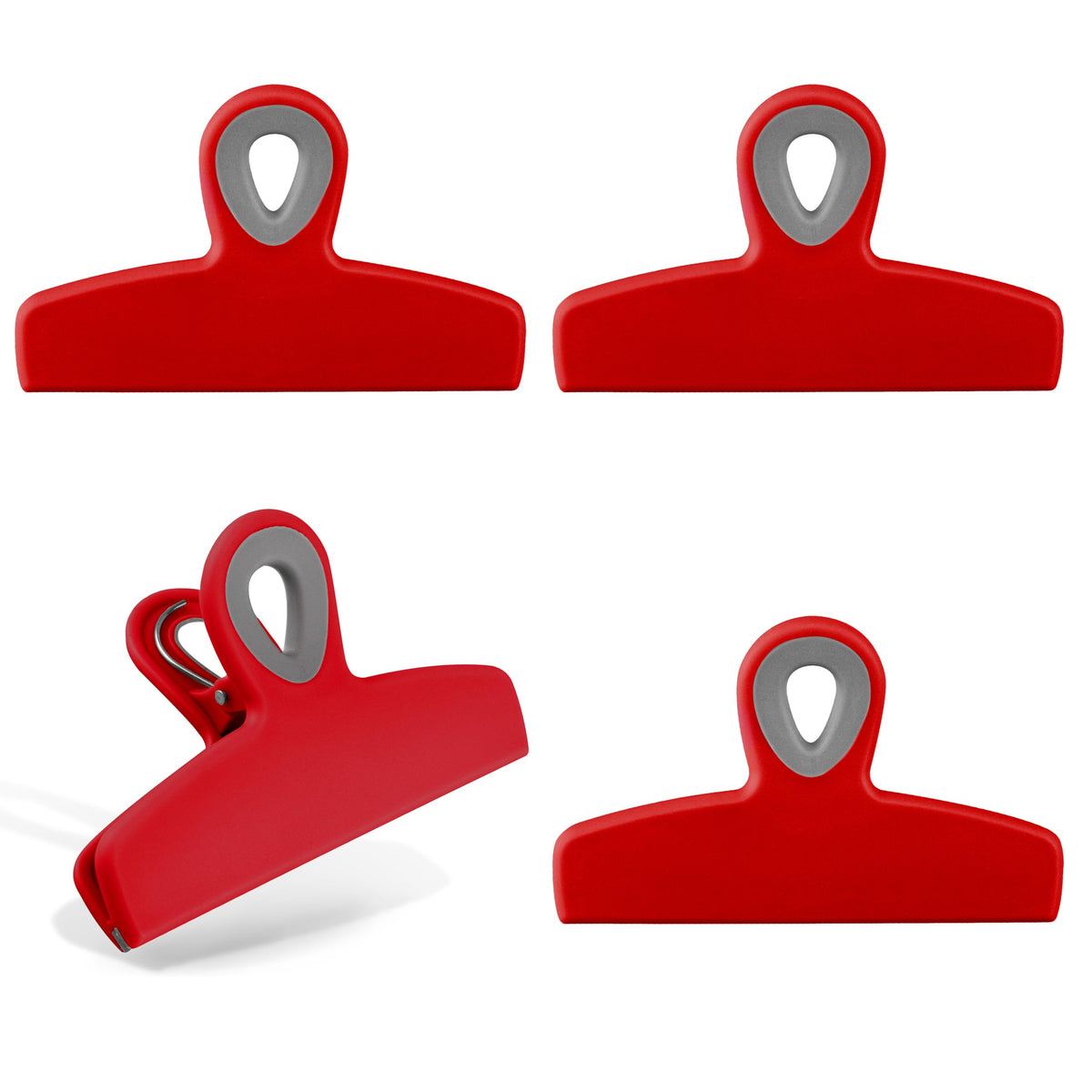 Bag Clips Heavy Duty Chip Clip and Refrigerator Magnet for Food Storage with Air Tight Seal Grip (4 Count)