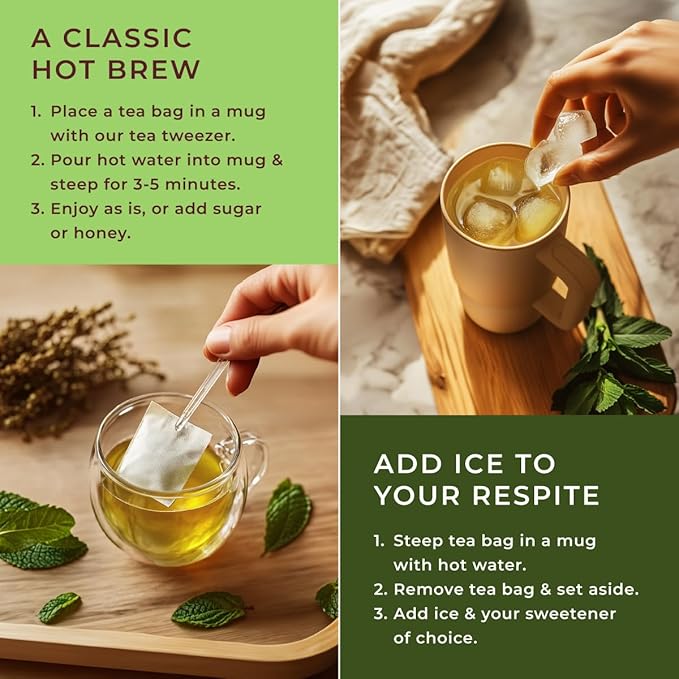Gya Tea Co Spearmint Herbal Tea Bags (50 Bags) - Caffeine Free with a Tangy Flavor for All Day Comfort, Calming, Relaxing & Nourishing - Fruit & Herbal Blends