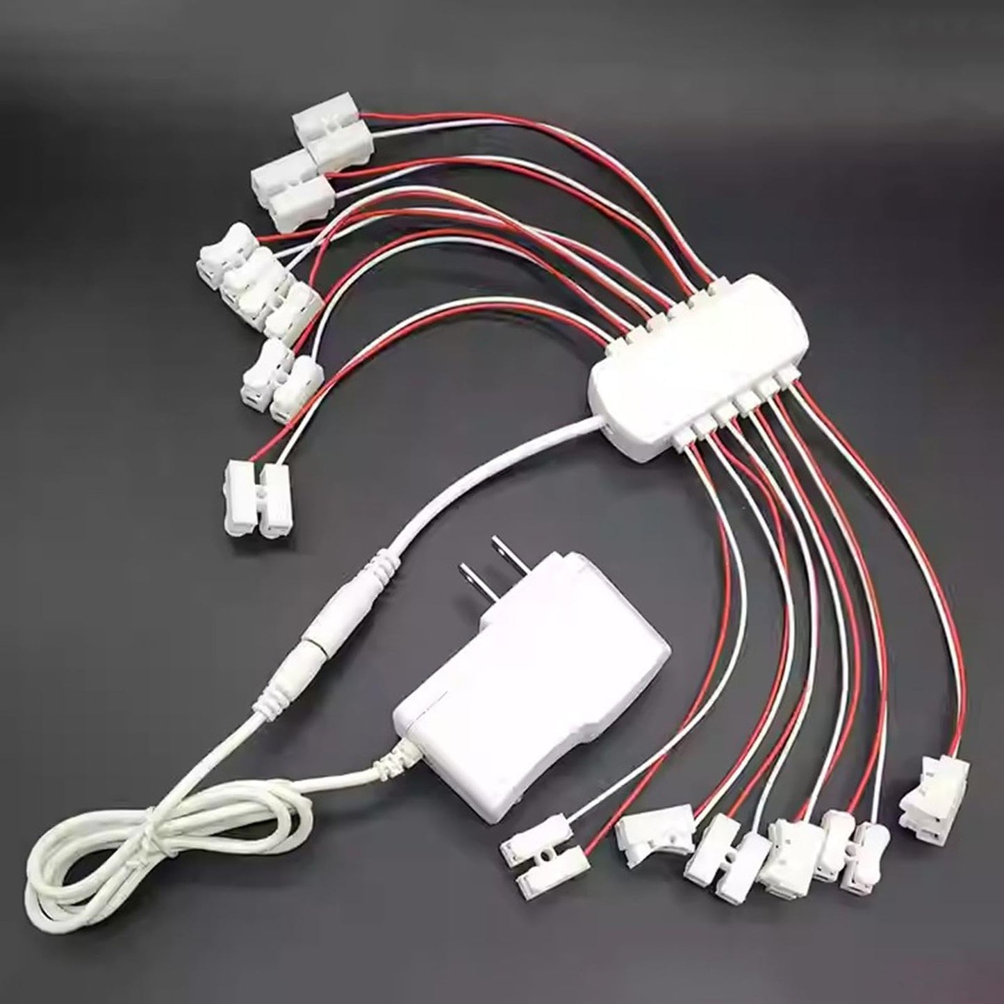 kowaku 3V 2A Power Supply US Plug 12 Ports Convenient Compact Wiring Power Cable for Miniature Garden Model Hobby Train Street Light