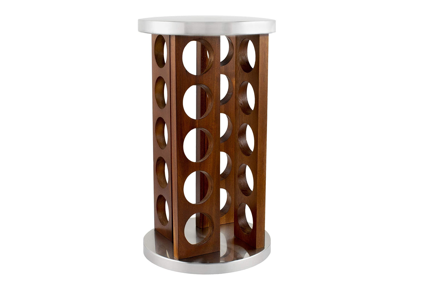 Orii 20 Jar Rotating Dark Acacia Wood Spice Rack with Spices Included & 5-Year Spice Refill Program – Rustic Wood Countertop Spice Rack with Glass Jars