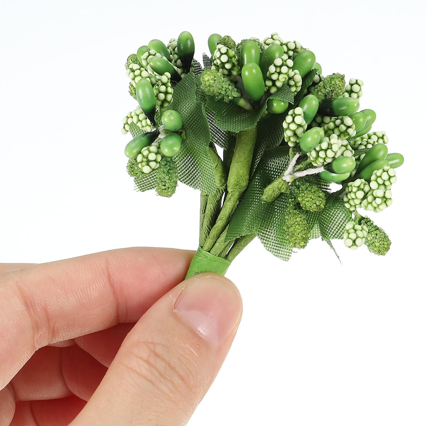 PATIKIL Mini Artificial Pip Berry Picks Bunch, 144Pcs Fruit Flower Stamens for Craft DIY Wreaths Wedding Floral Arrangements Decoration, Army Green