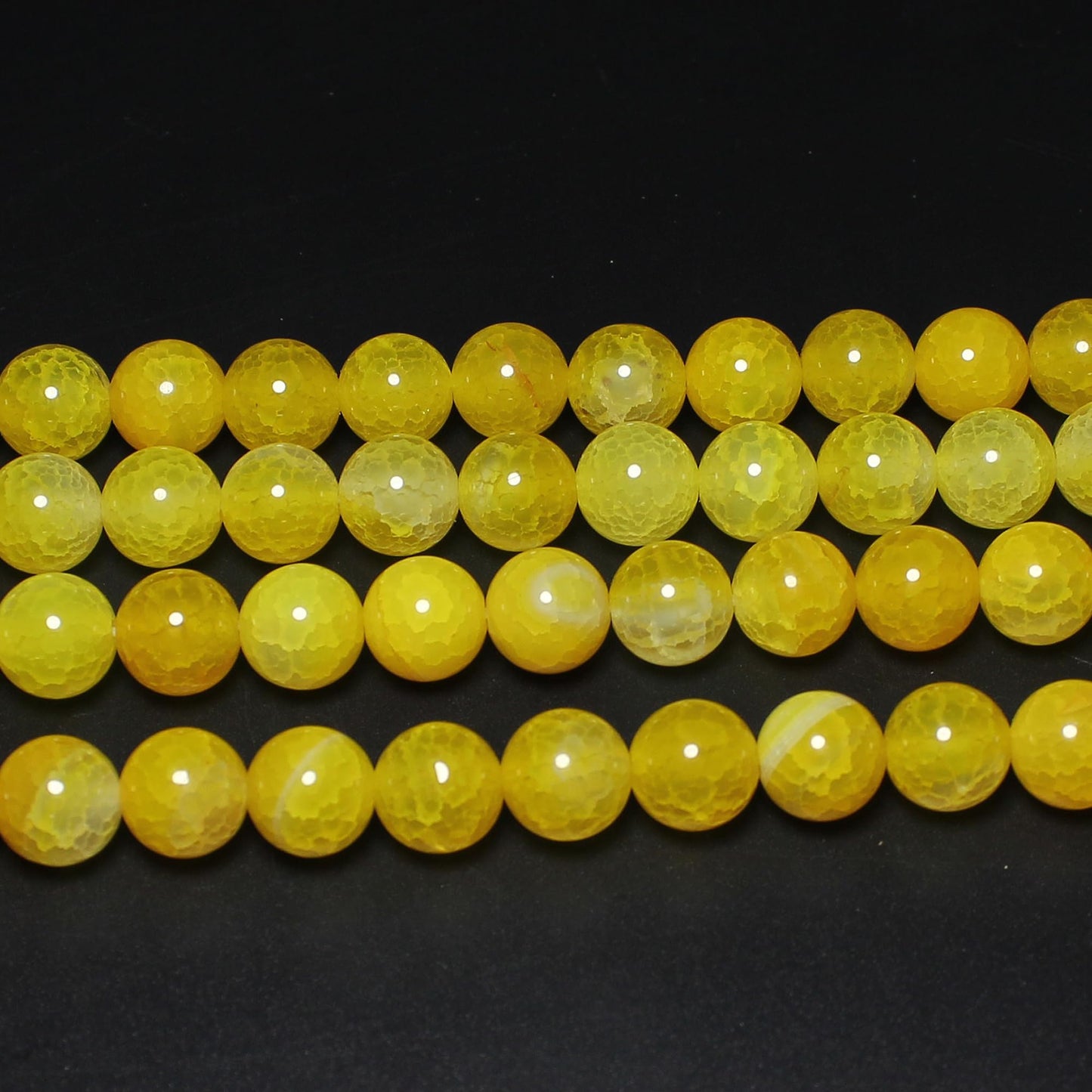 MJDCB Natural Stone Beads 8mm 43pcs Yellow Dragon Vein Agate Loose Gemstone Bead Charms for Jewelry Making Bracelet Necklace Earring Pendant