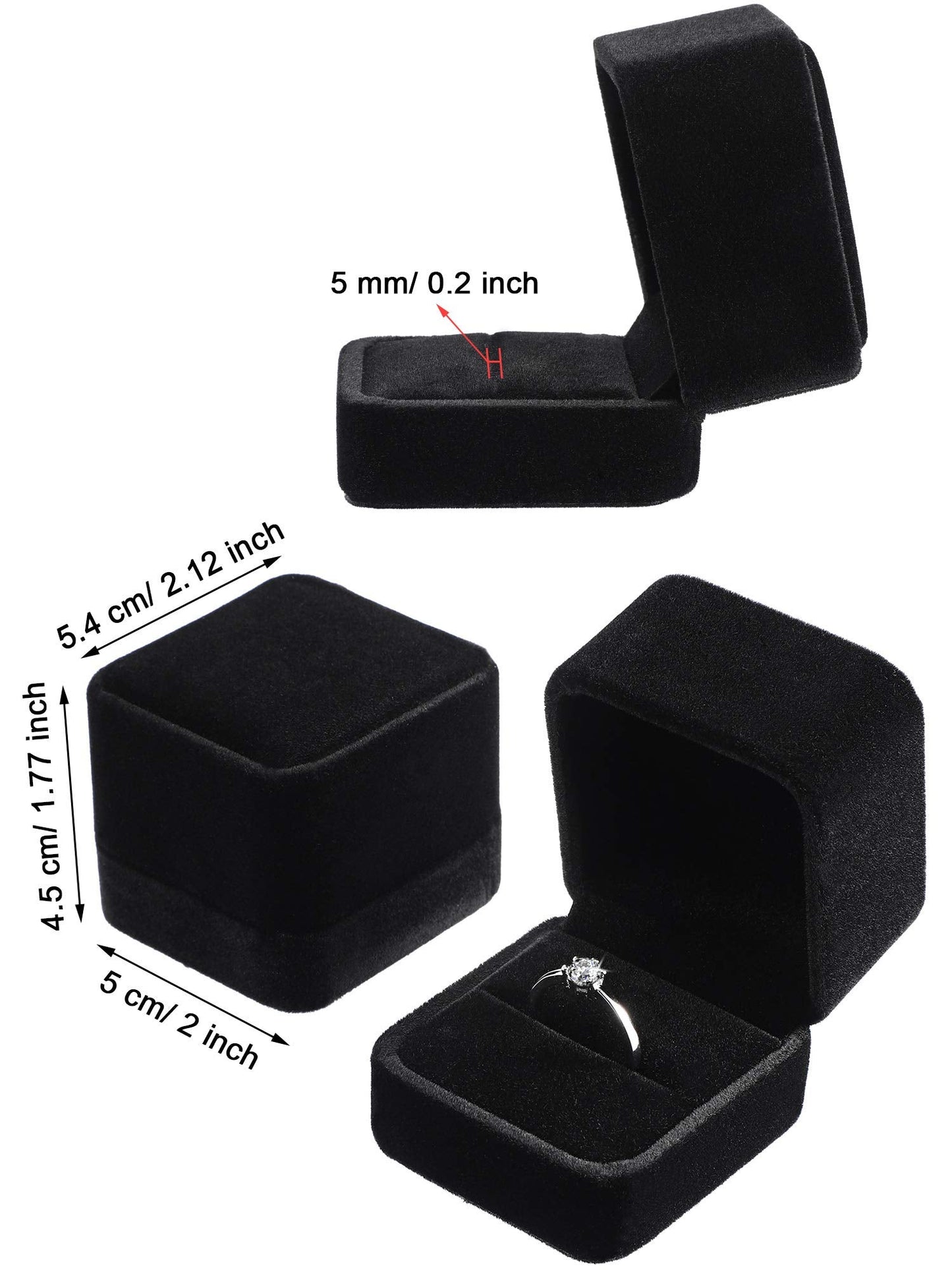Zhanmai 12 Pcs Velvet Ring Box Jewelry Box Earring Jewelry Case Gift Boxes for Women Wedding Anniversary 2.12 x 1.77 x 2 Inch(Black)