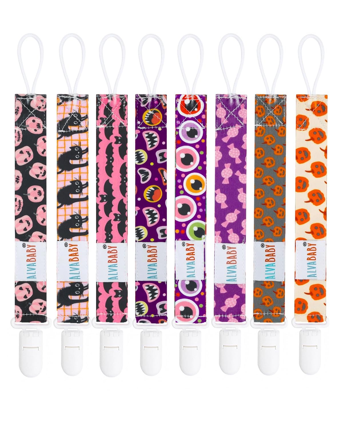 ALVABABY Pacifier Clips 8 Pack Pacifier Binky Paci Holder Leashes for Teethers 8DBP09A