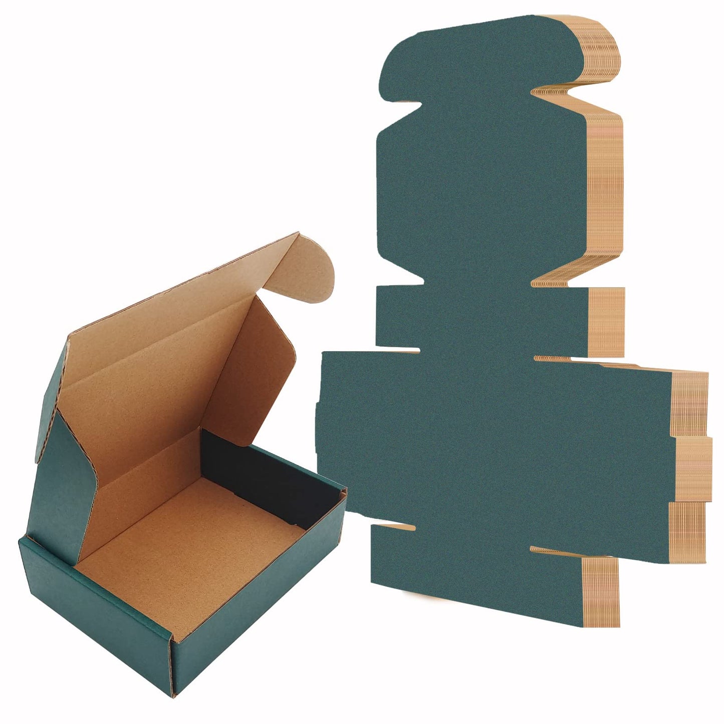 Green Recyclable Cardboard Small Gift Mailer Boxes for Shipping Packaging Craft Gifts Giving Products (25 Pack, 7.2 x 5.2 x 2 Inch)