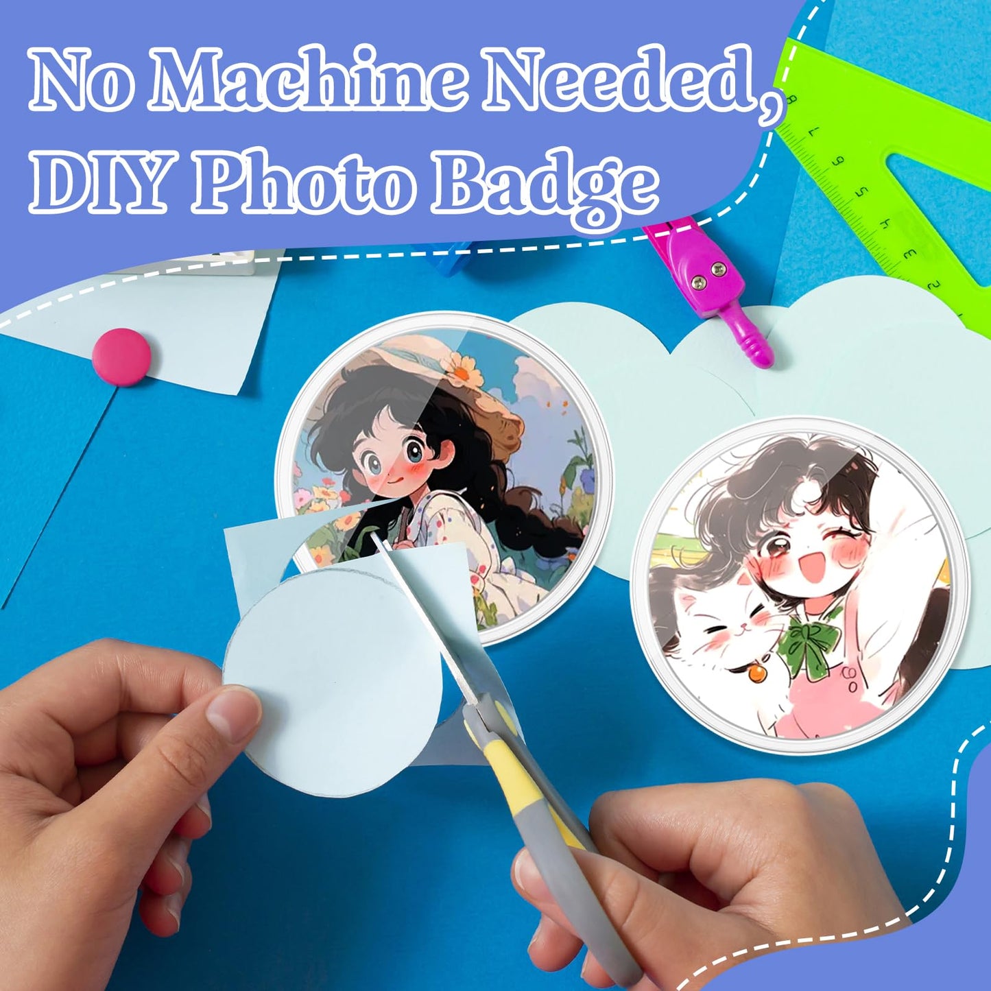 Bignc 3 Inch Clear Acrylic Button Pins - 20 Pack DIY Custom Design Buttons,Pin Backs & Blanks for Sublimation, Crafts,Photo Badges for DIY Gifts & School Projects,Teams, Events Badges (3 Inch)