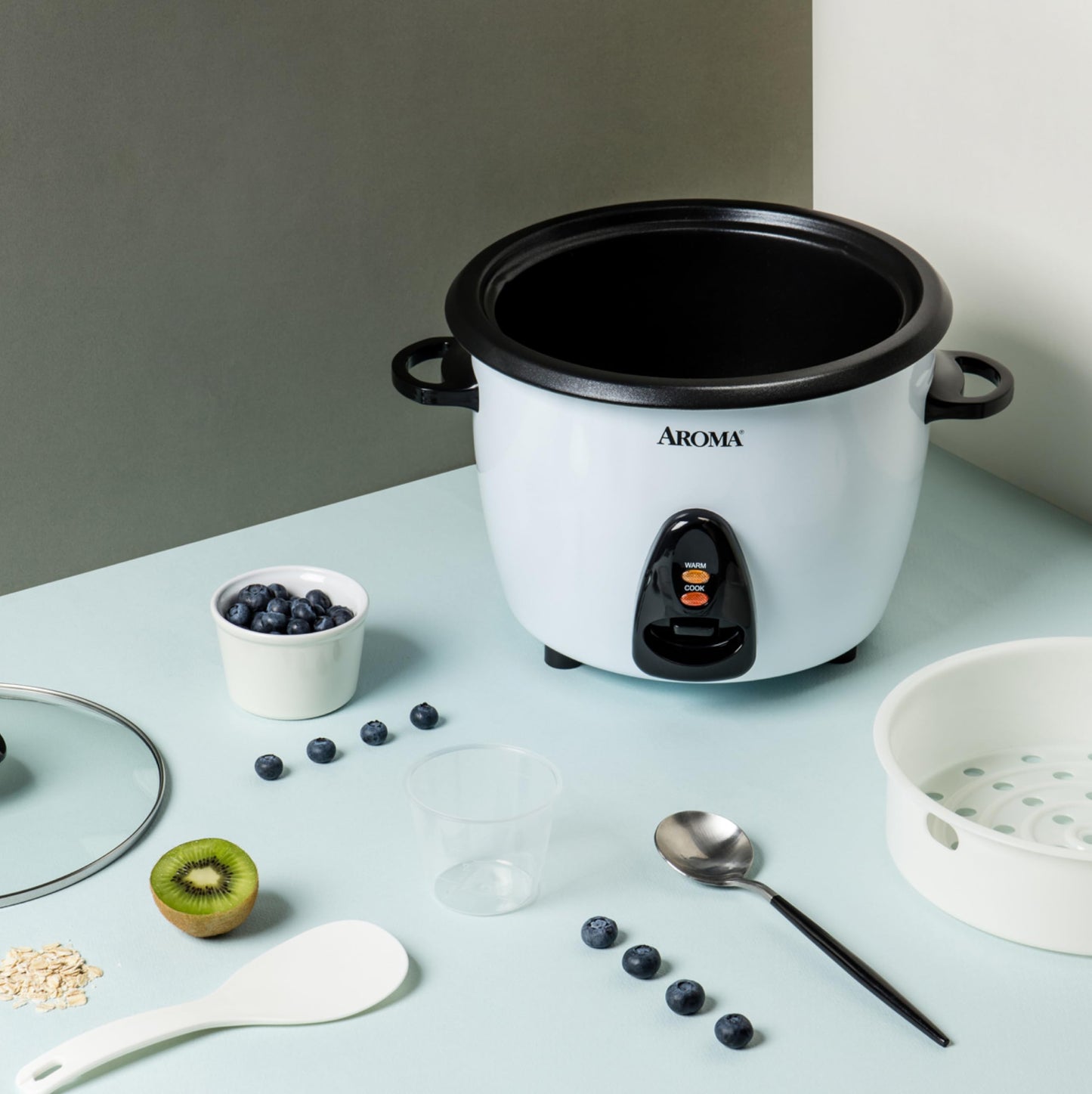 AROMA Rice Cooker, 10-Cup (Uncooked) / 20-Cup (Cooked), Steamer, Auto Keep Warm, Soup Maker, Oatmeal Cooker, Large Rice Cooker, 5 Qt, White, ARC-360-NGP