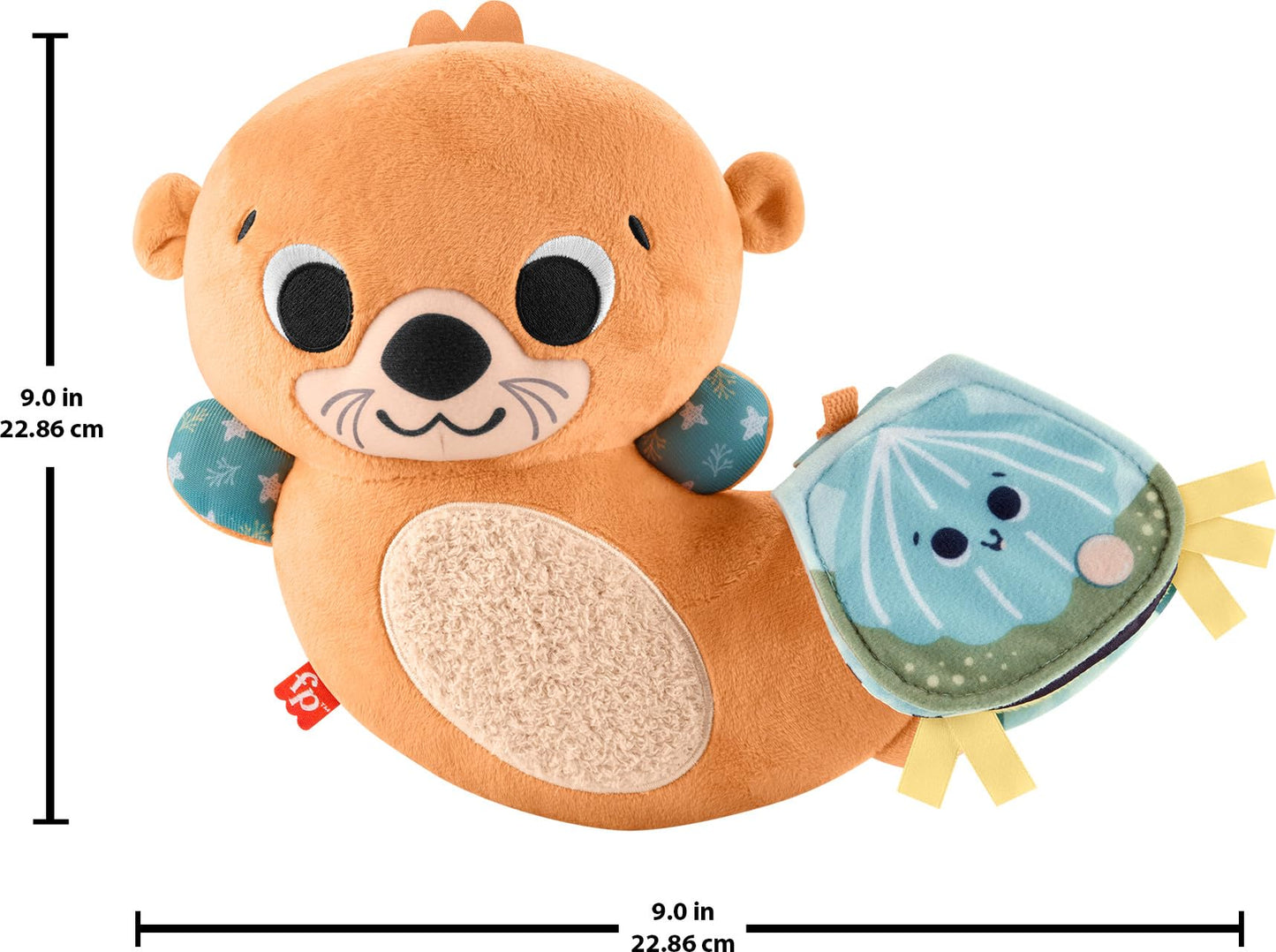FISHER-PRICE BABY Toy 2-in-1 Rockin' Tummy Time Otter Plush Sensory Activity with Soft Book for Newborn Play Ages 0+ Months