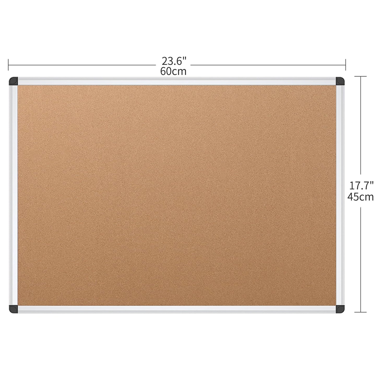 VIZ-PRO Cork Notice Board, 24 X 18 Inches, Silver Aluminium Frame