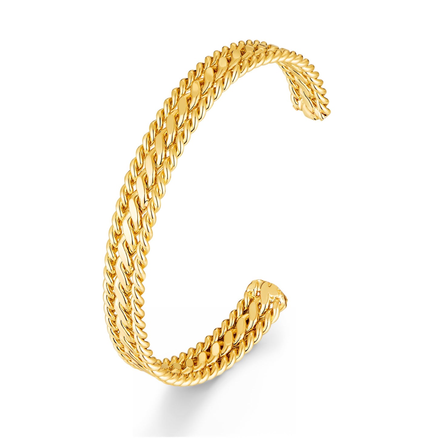 VEDAIM Gold Braided Cuff Bracelet Statement Open Bangle for Women Chunky Adjustable Bracelet Jewelry
