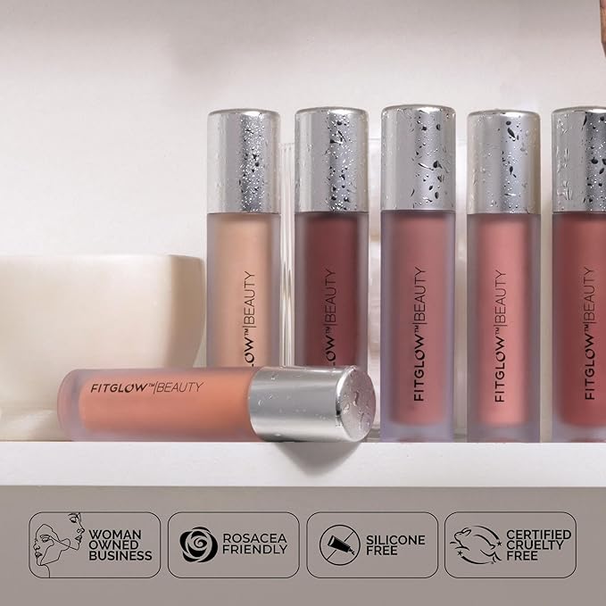 FITGLOW Beauty Lip Colour Serum | Hydrating Lip Gloss | Plumping Anti-Aging Lip Treatment | Natural Shine with Pomegranate Sterols & Collagen | Buildable Color for Dry Chapped Lips | Regal - 10g