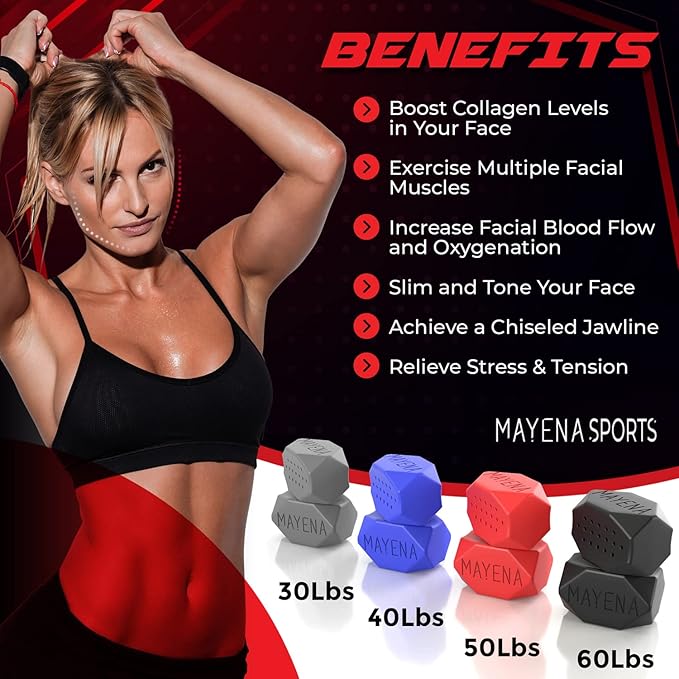 Mayena Jaw Exerciser for Men & Women | 4 Resistance Levels (8pcs) Silicone Jawline Exerciser Set | Powerful Jaw Trainer & Jawline Shaper for All Level Users | Slims, Tones & Defines the Face