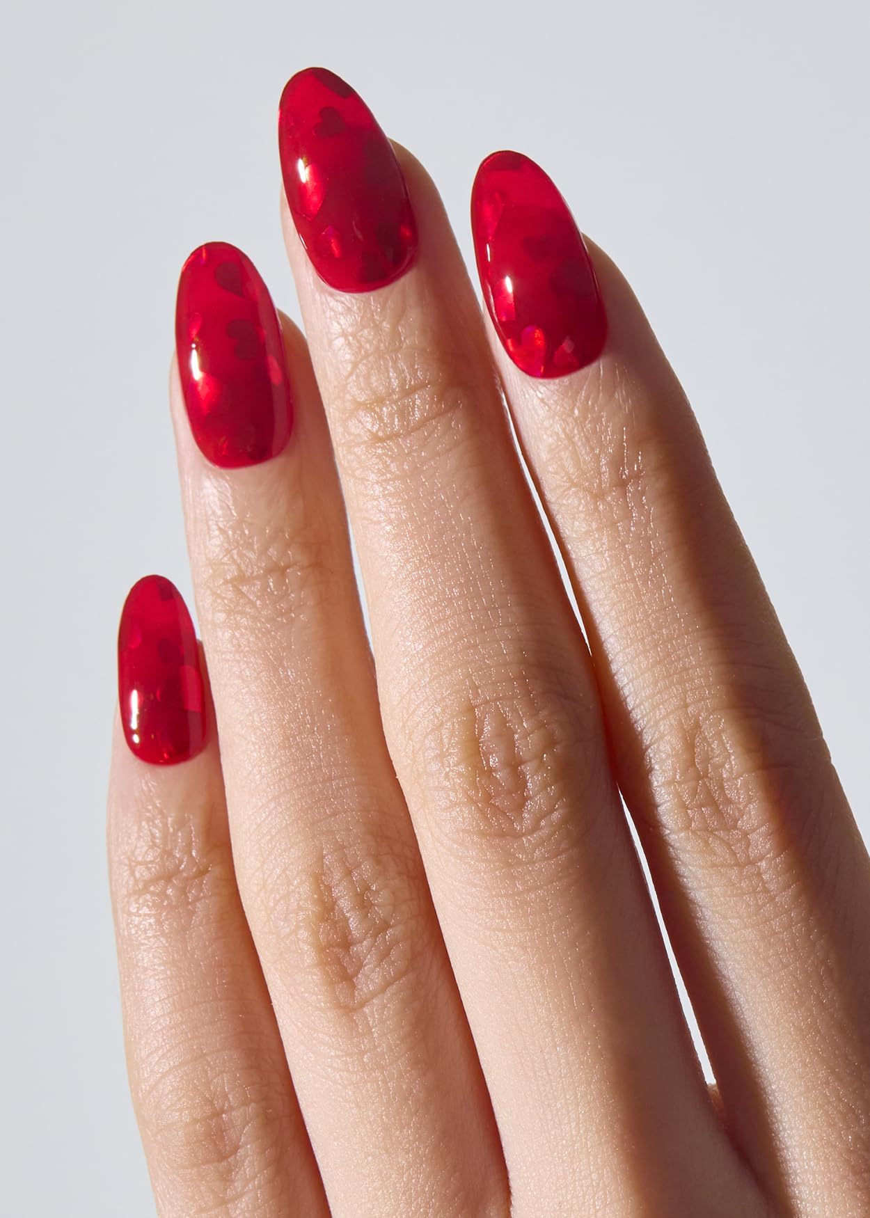ohora Semi Cured Gel Nail Strips (N Heart Jelly) - Salon-Quality Valentines Nails, Works with Any Lamps, Long Lasting, Easy to Apply & Remove, Chip Resistant