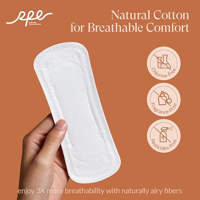 100% Organic Long Panty Liners for Women Long, Ultra Thin Cotton Cover, Long Pantiliners, Light Absorbency, Unscented Barely There Pantie Liners, Individually Wrapped (Long Liner, Size 2, 32ct)