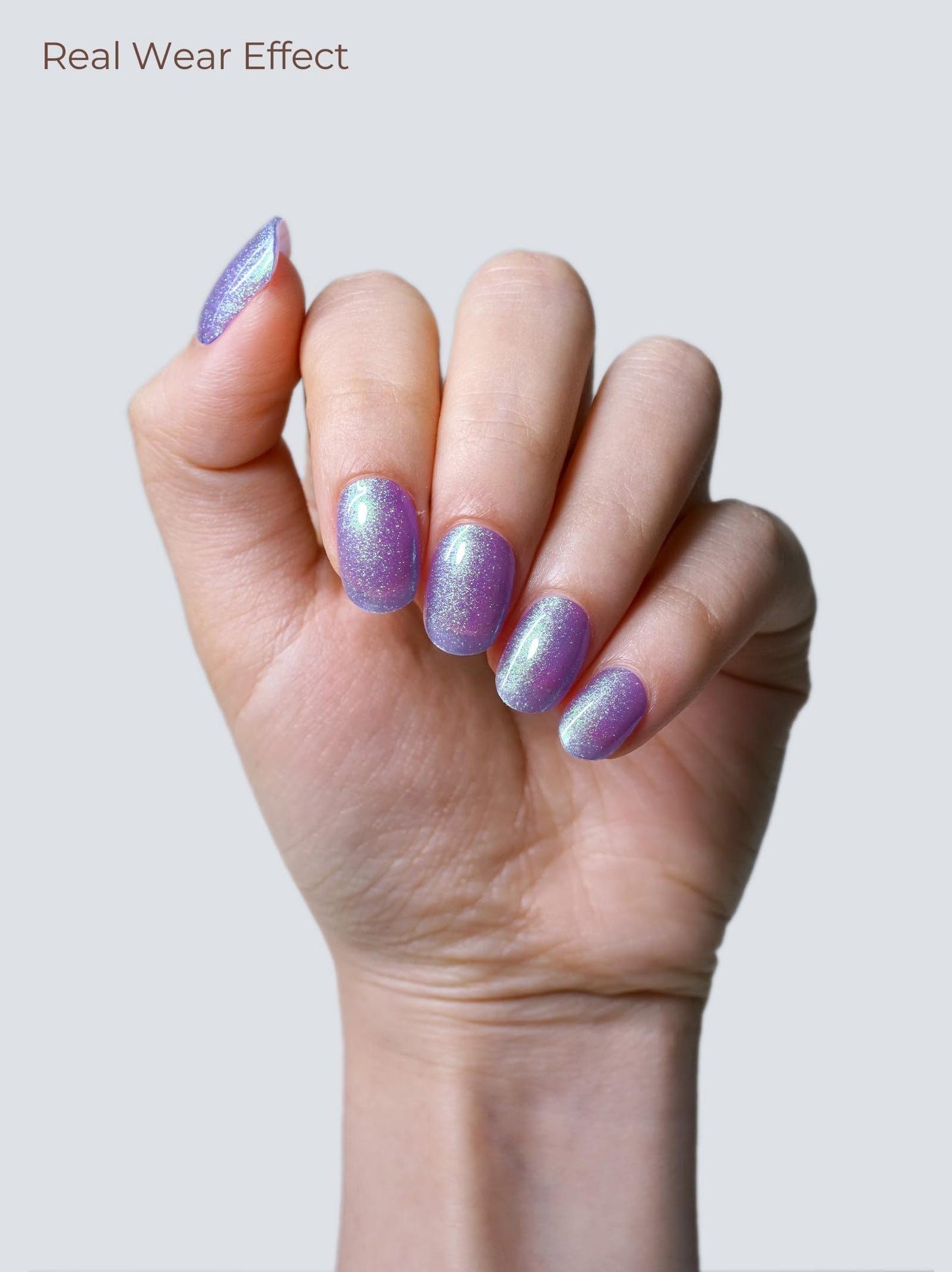 Beaolata Real Gel Nail Strips (No UV Light Needed) - 44Pcs Salon Quality Nail Stickers - Long Lasting Polish Wraps for Women, Easy Apply & Remove (Kunzite)