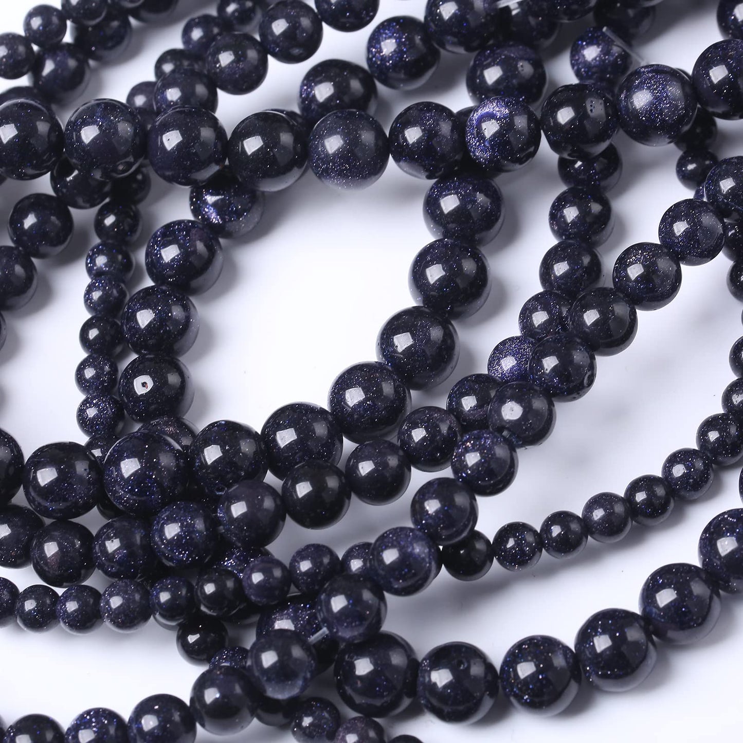 36PCS 10MM Natural Blue Sand Stone Beads Energy Healing Beads for DIY Jewelry Bracelet Necklace Making for Jewelry Making15Inch