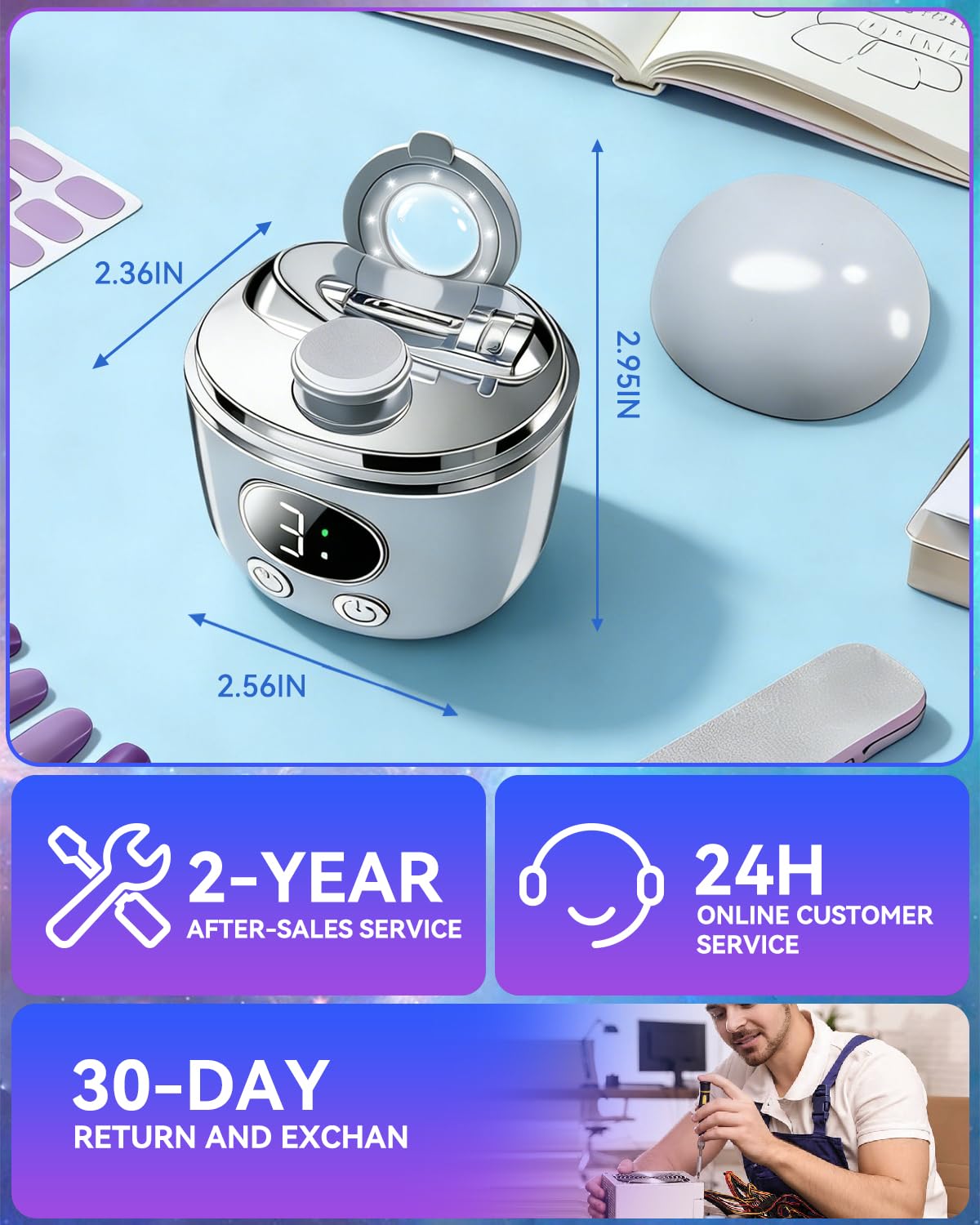 2026 Pro 6.0 Upgraded Electric Automatic Nail Clipper【Top1 German Motor】【3 Speeds & Double Mouth Blade】【LED Light & Magnifier Assistance】Clear Vision, Precise Trimming (Suitable for Families,Seniors)