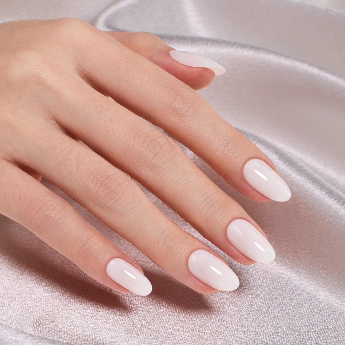 Beetles Natural Milky White Short Oval Press On Nails - White Press On Nails Short Oval with Nail Glue, Salon Quality in 16 Sizes - 32Pcs Soft Nail Gel Nail Kit Gift for Women