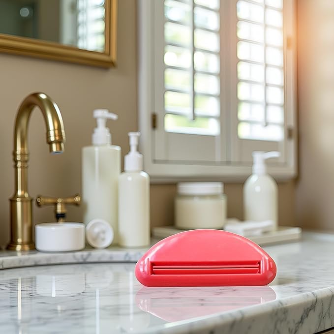 Toothpaste Tube Squeezer,Plastic Toothpaste Tube Squeezer Dispenser,Toothpaste Clips for Saving Toothpaste,Simple and Practical,Mobility and Daily Living Aids (Red)
