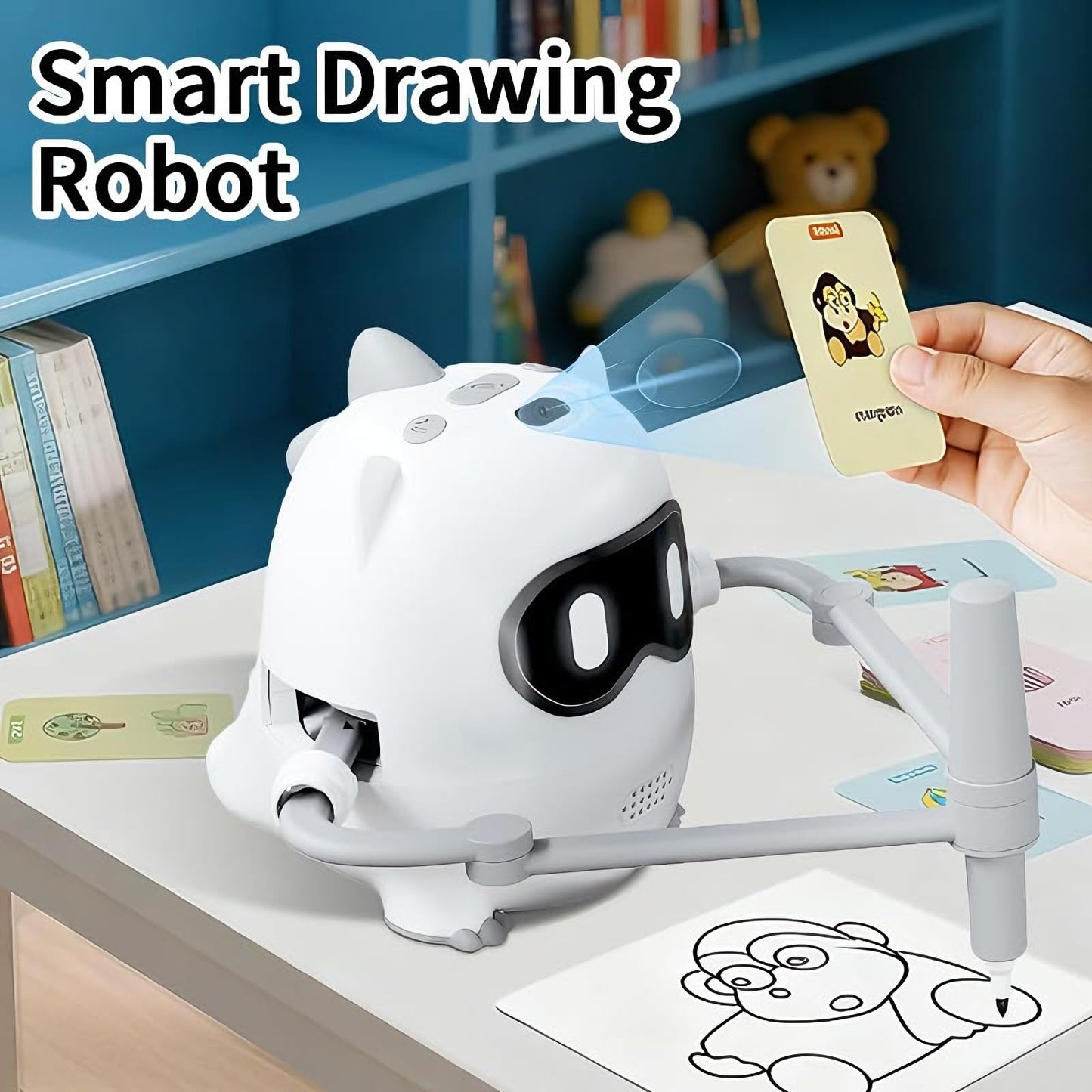 BRICXOR Drawing Robot for Kids with Camera Recognition, Smart Voice Interactive Painting Robot Educational Machine, Montessori Learning Toys with 100 Cards, 12 Colorful Pens Boys Girls