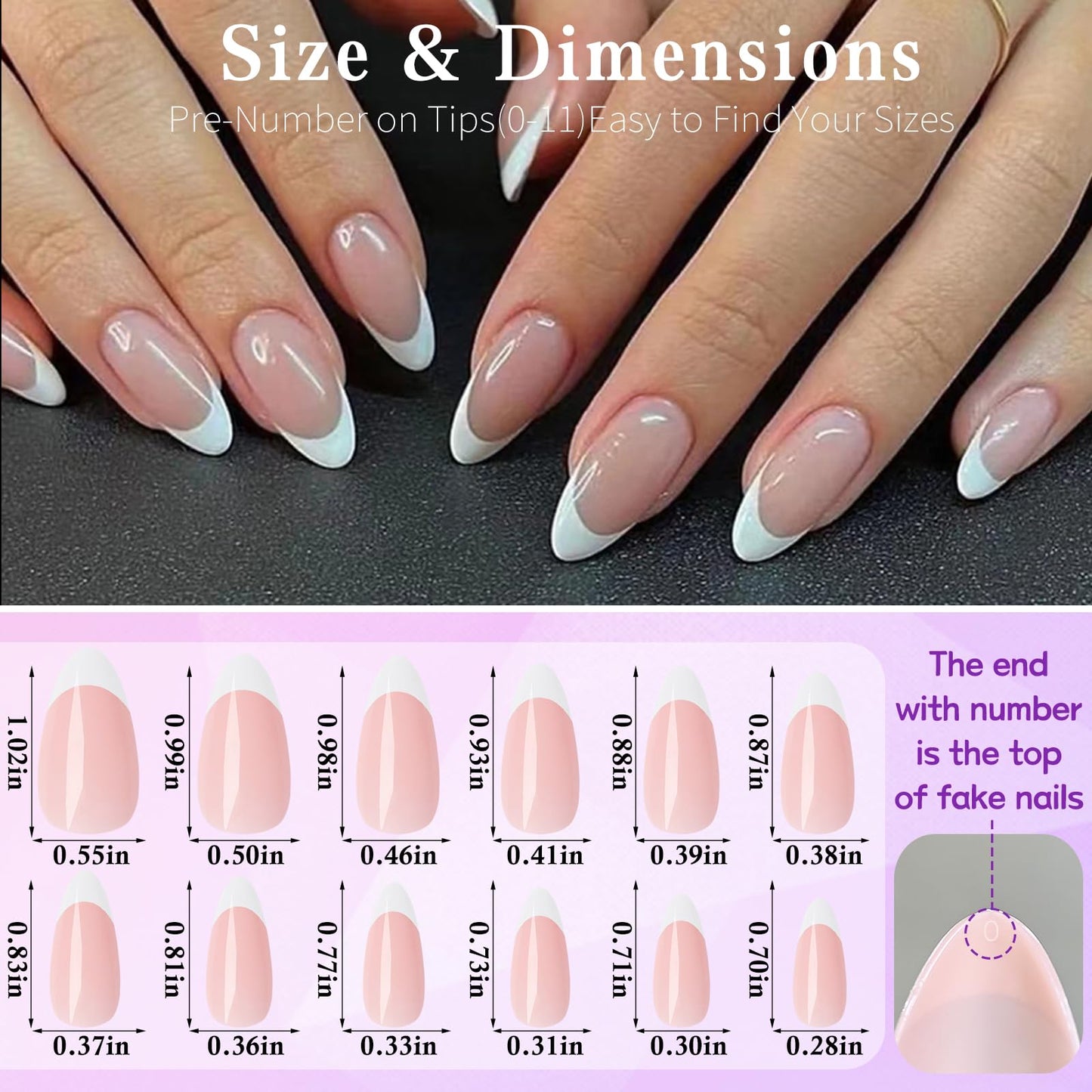 Lifextol 240pc French Tip Press on Nails Medium Fake Nails with Glue and Adhesive Tab, False Acrylic Nails Press on Nails Almond Nail Tips Artificial Glue on Nails Press ons Fingernail Stick on Nails