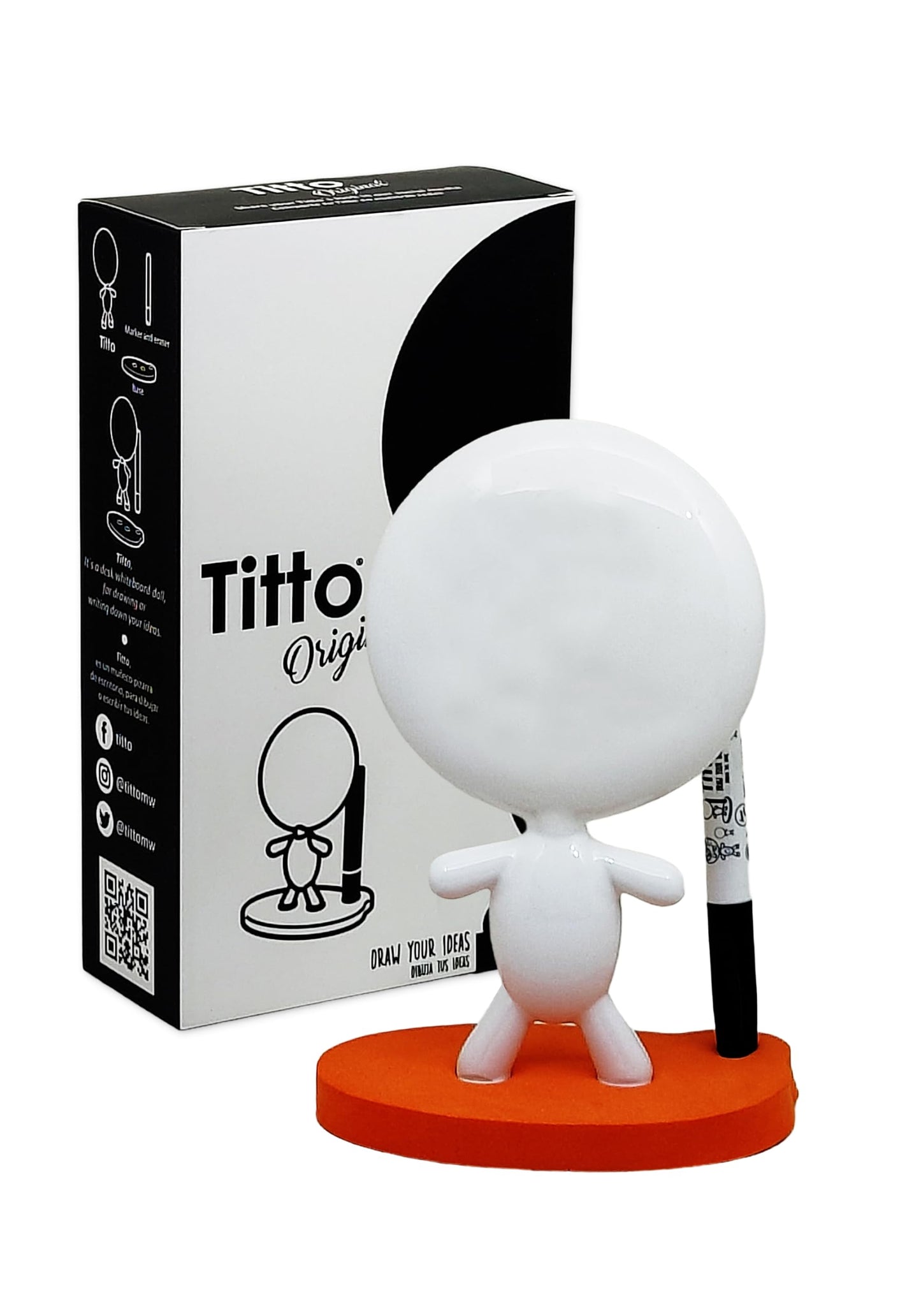 Best Office Gift - Orange Office Coworker Gifts - TITTO Original, Draw Your Ideas - Home & Office Decor Design - Ceramic Memo Pad - (Orange)