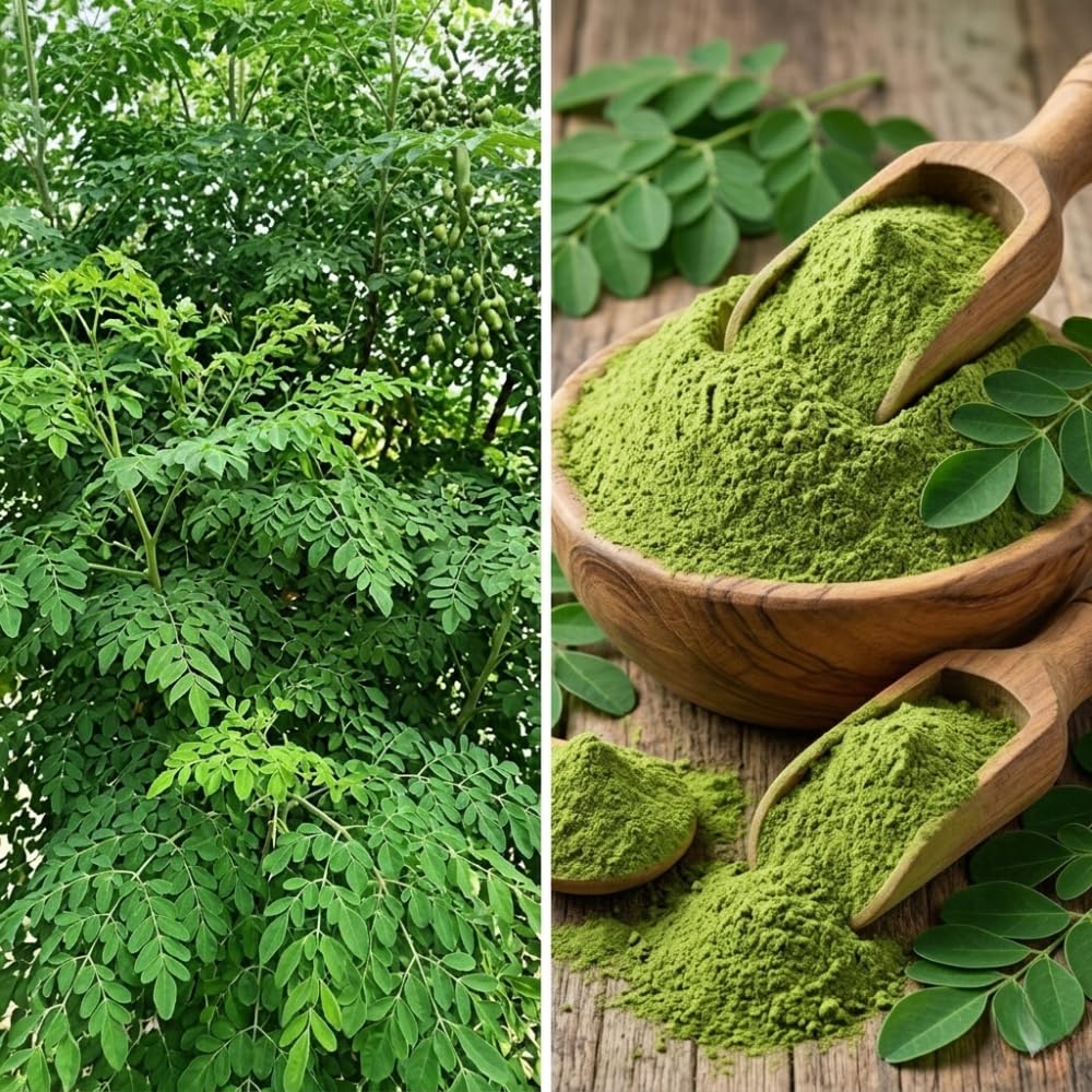 2 Moringa Tree Plants, Oleifera Moringa Drumstick Tree Starter Plants, Fast Growing Live Plant for Home Garden, 5-8 Inch Tall, 2 Plants Per Pot