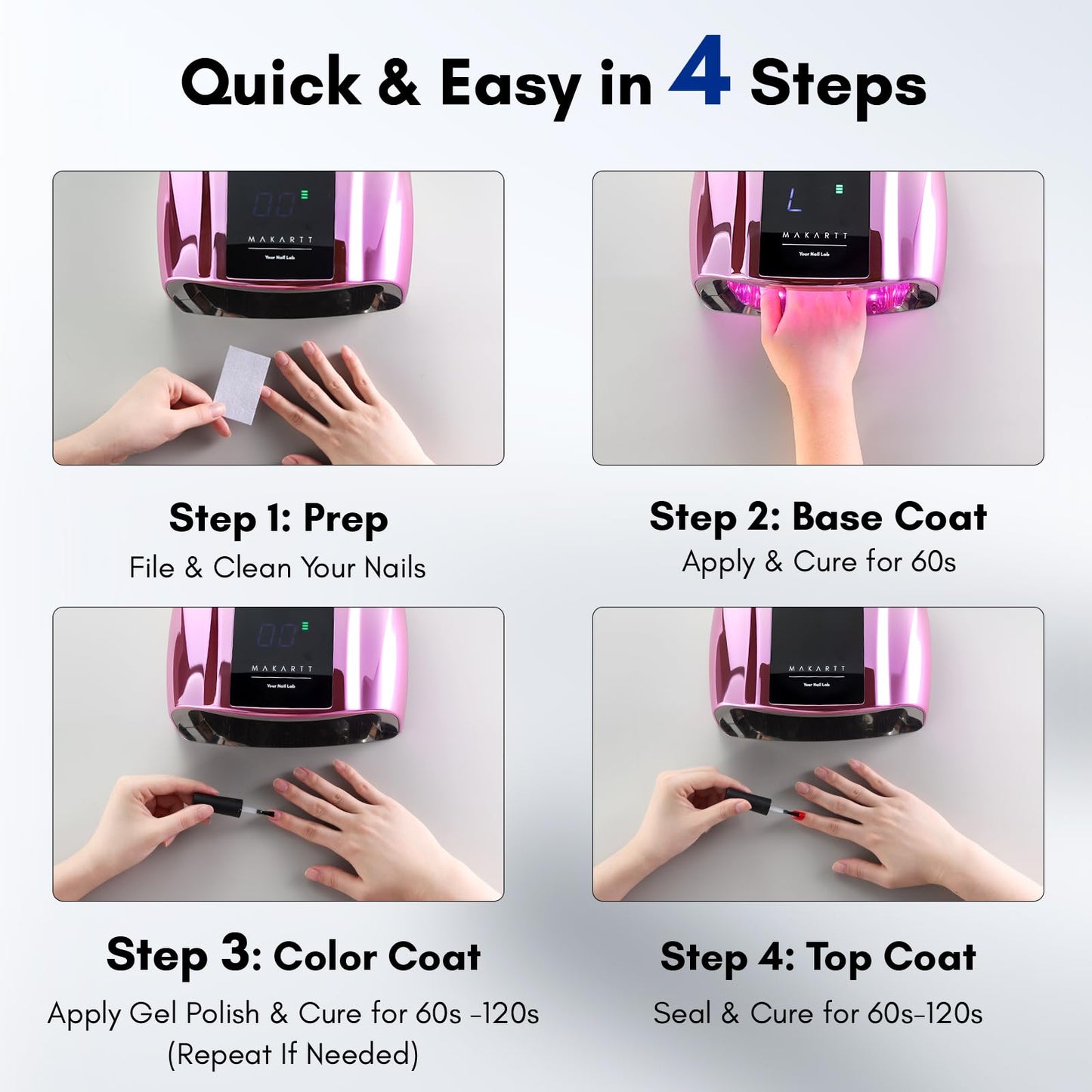Makartt UV LED Nail Lamp - Fast Curing UV Light with Handle Nail Dryer with 42 Beads 4 Timers Cordless Rechargeable Lamp LCD Touchscreen & Smart Sensor(Gradient Purple)