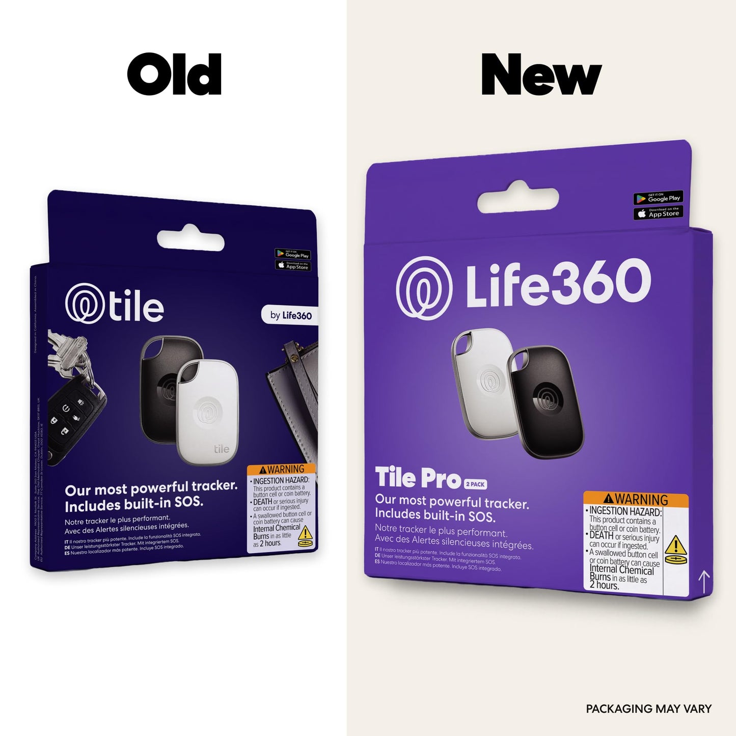 Life360 Tile Pro - Powerful Bluetooth Tracker, Key Finder and Item Locator for Keys Bags, and More. Both iOS and Android Compatible. Phone Finder. 2-Pack (Black/White)