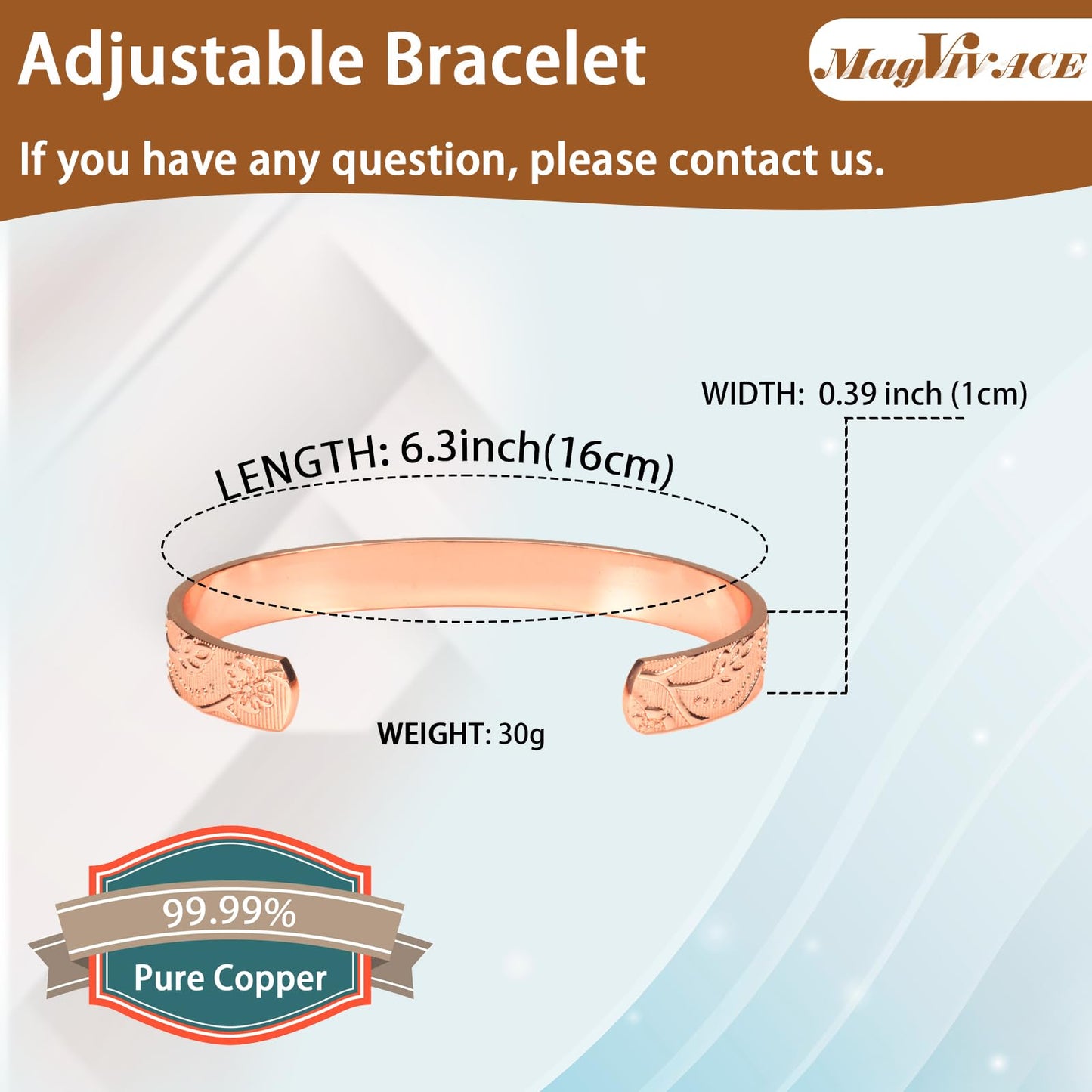 EnerCoppeX Copper Magnetic Bracelet for Women - Detox Jewelry with 3500 Gauss Magnet, Adjustable Cuff Bangle (R)
