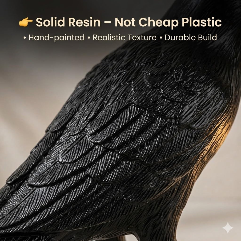 Shandaglo Raven Lamp Gothic Decor, Black Crow Table Lamp with LED Bulb, Unique Dark Aesthetic Night Light for Bedroom Desk, Halloween Home Decoration Gift