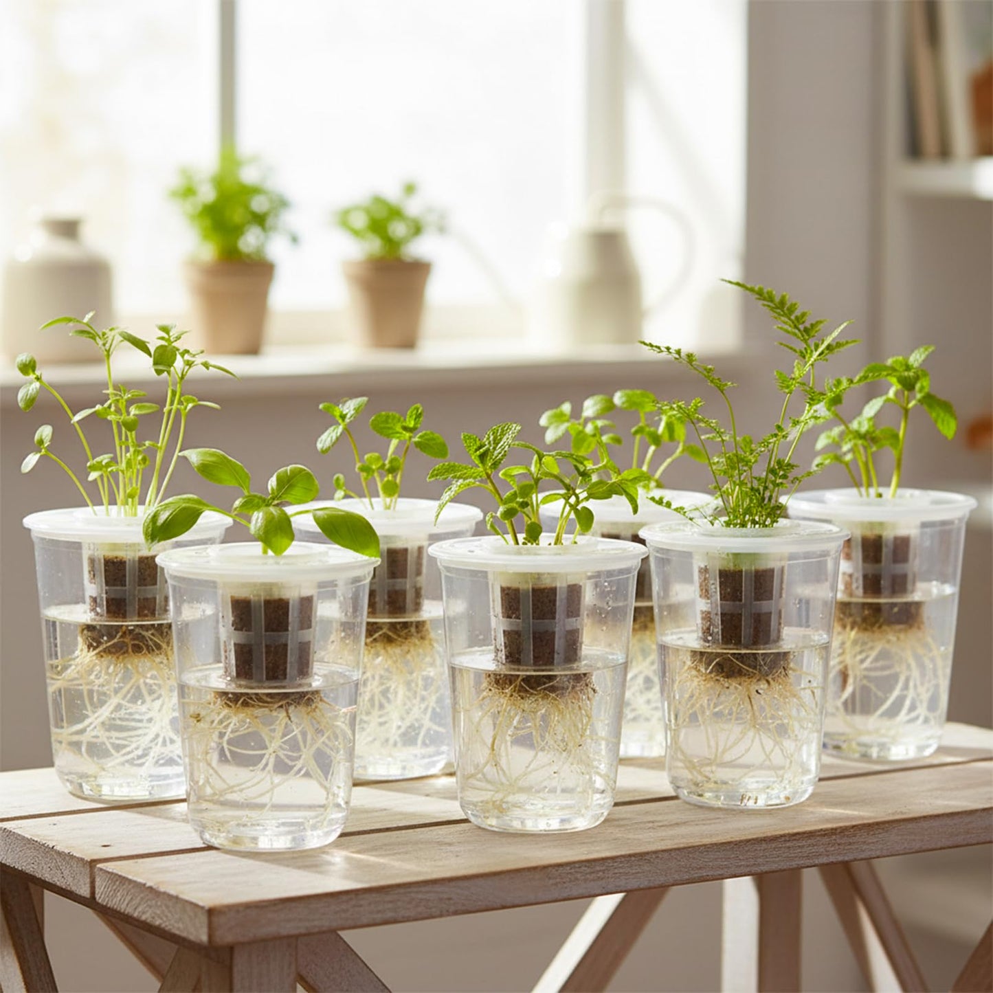 ROIKETU 12 Pack Transparent Hydroponic Cups with Humidity Domes,Hydroponic Growing System for Seedlings,Seed Starting Cups for Seed Starting,Root Monitoring